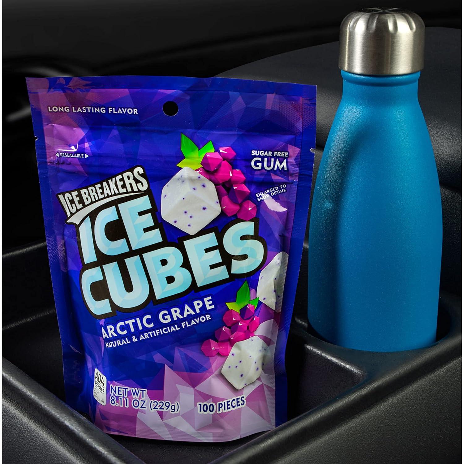 imageICE BREAKERS Ice Cubes Arctic Grape Flavored Sugar Free Chewing Gum Pouch 811 oz 100 PiecesArctic Grape