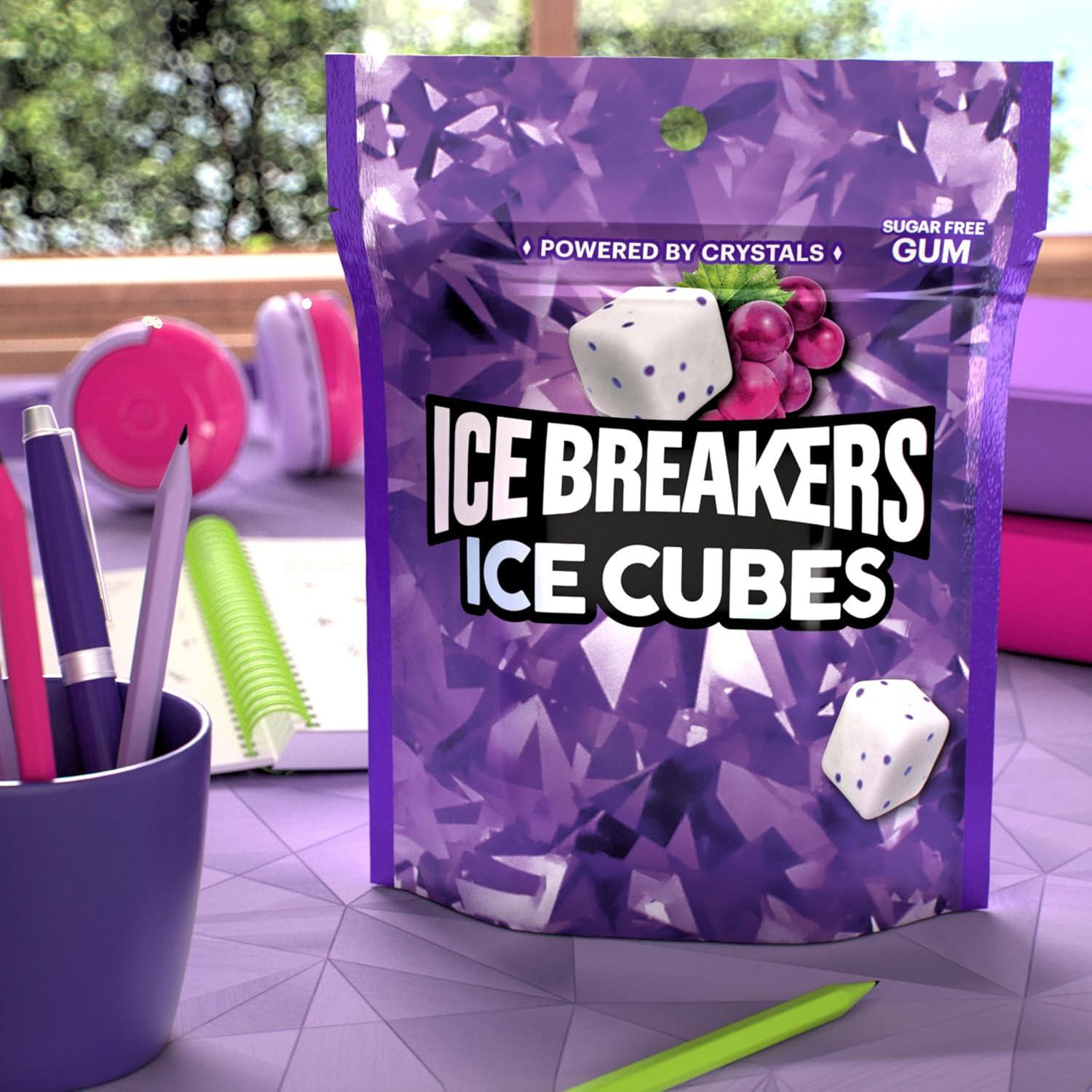 imageICE BREAKERS Ice Cubes Arctic Grape Flavored Sugar Free Chewing Gum Pouch 811 oz 100 PiecesArctic Grape