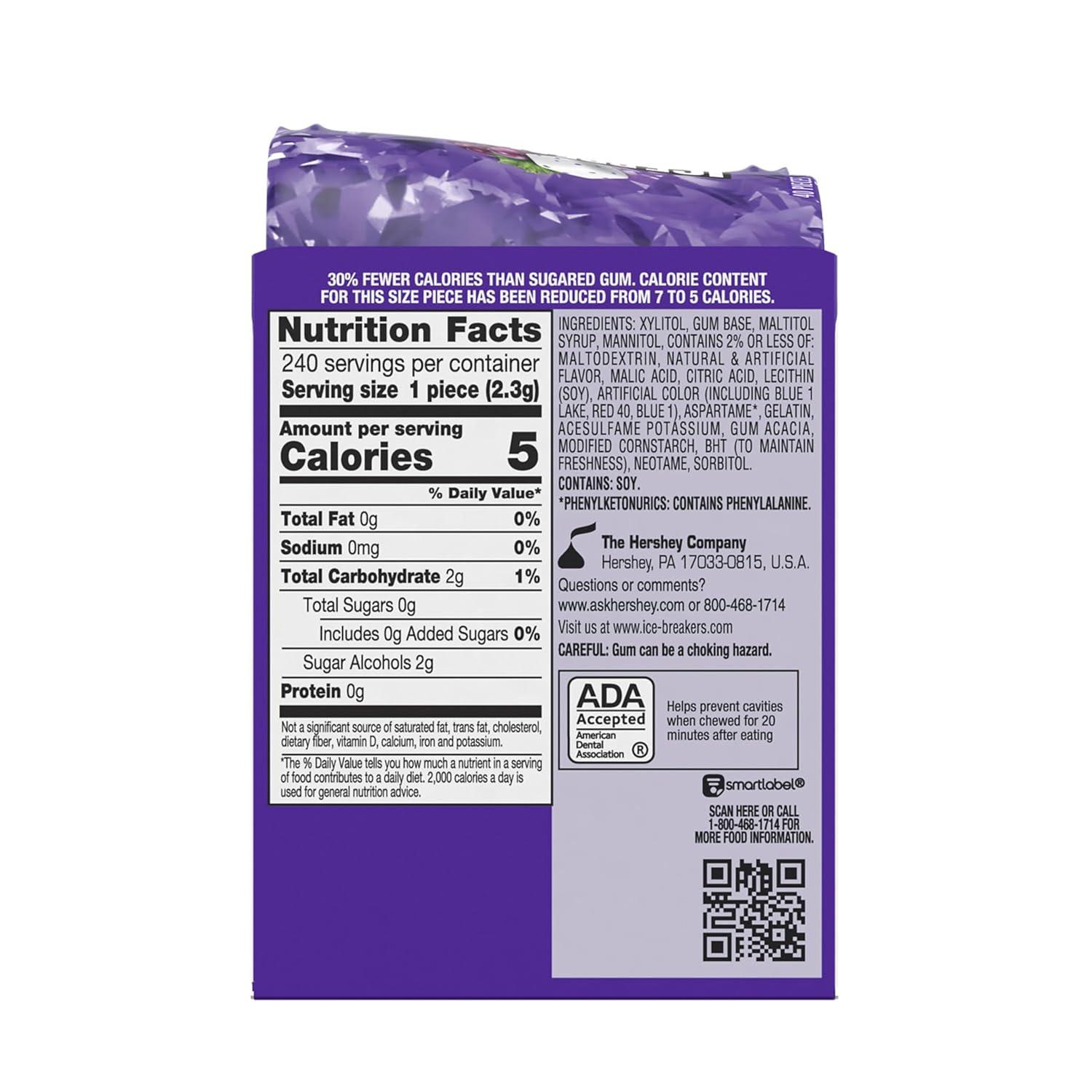 imageICE BREAKERS Ice Cubes Arctic Grape Flavored Sugar Free Chewing Gum Pouch 811 oz 100 PiecesArctic Grape