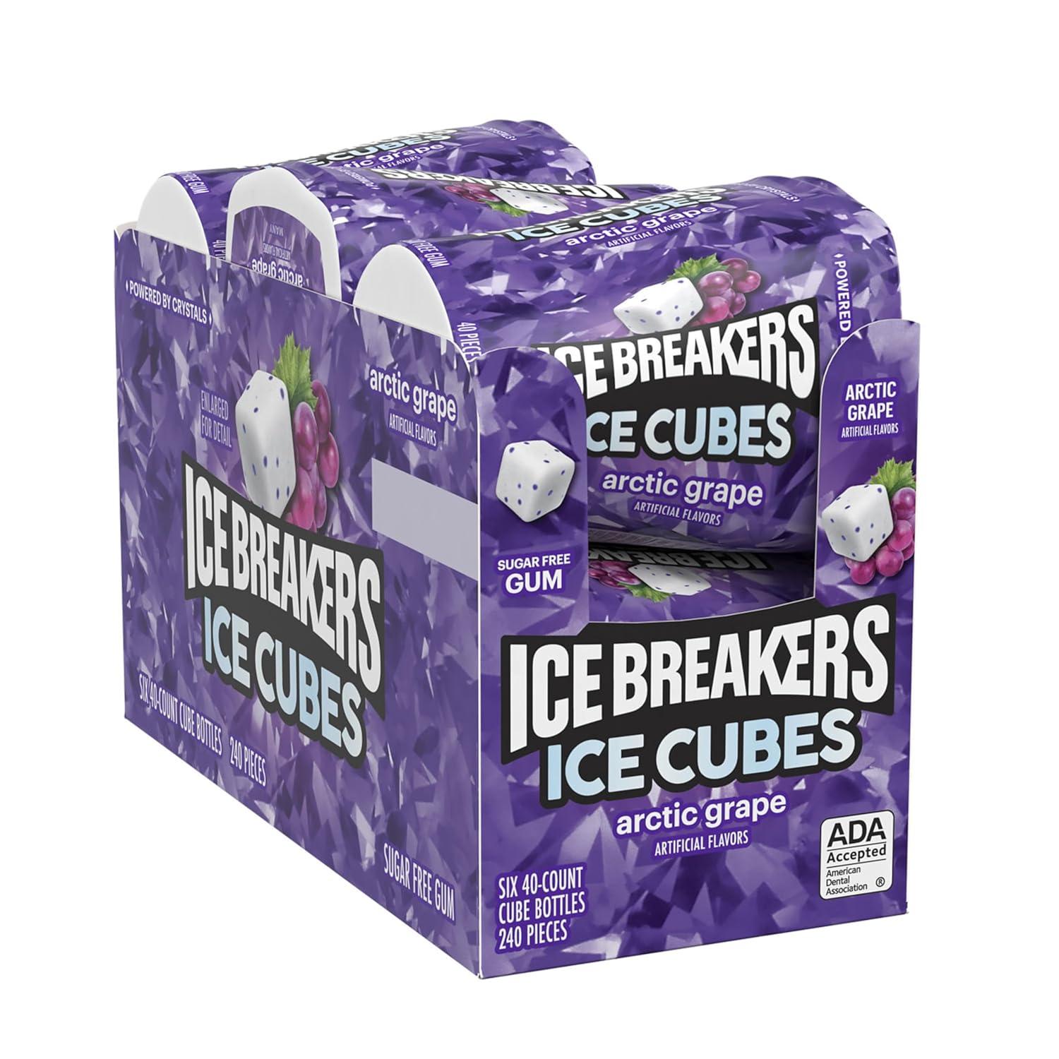 imageICE BREAKERS Ice Cubes Arctic Grape Flavored Sugar Free Chewing Gum Pouch 811 oz 100 PiecesArctic Grape