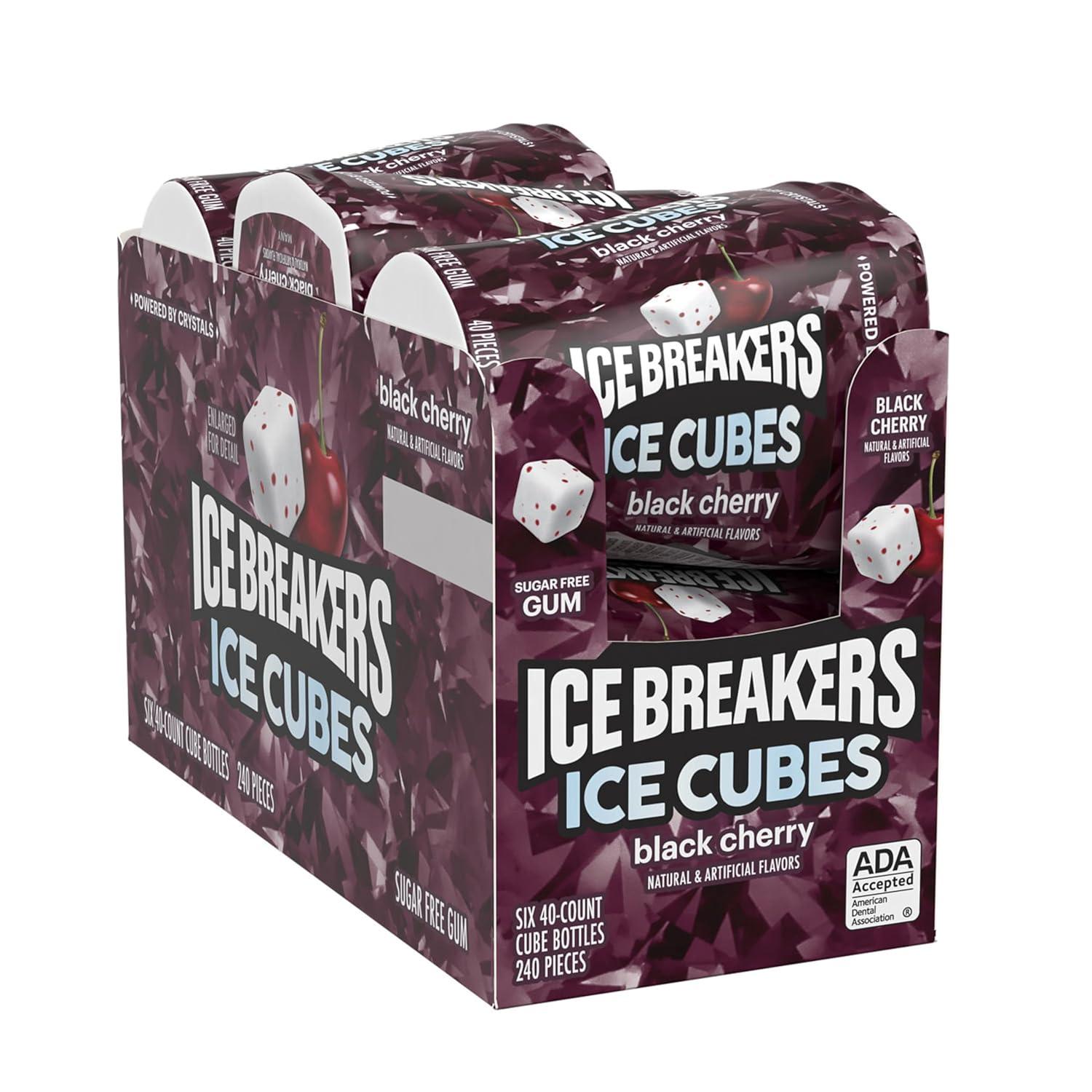 imageICE BREAKERS Ice Cubes Bubble Breeze Flavored Sugar Free Chewing Gum Bottles 324 oz 6 Count 40 PiecesBlack Cherry
