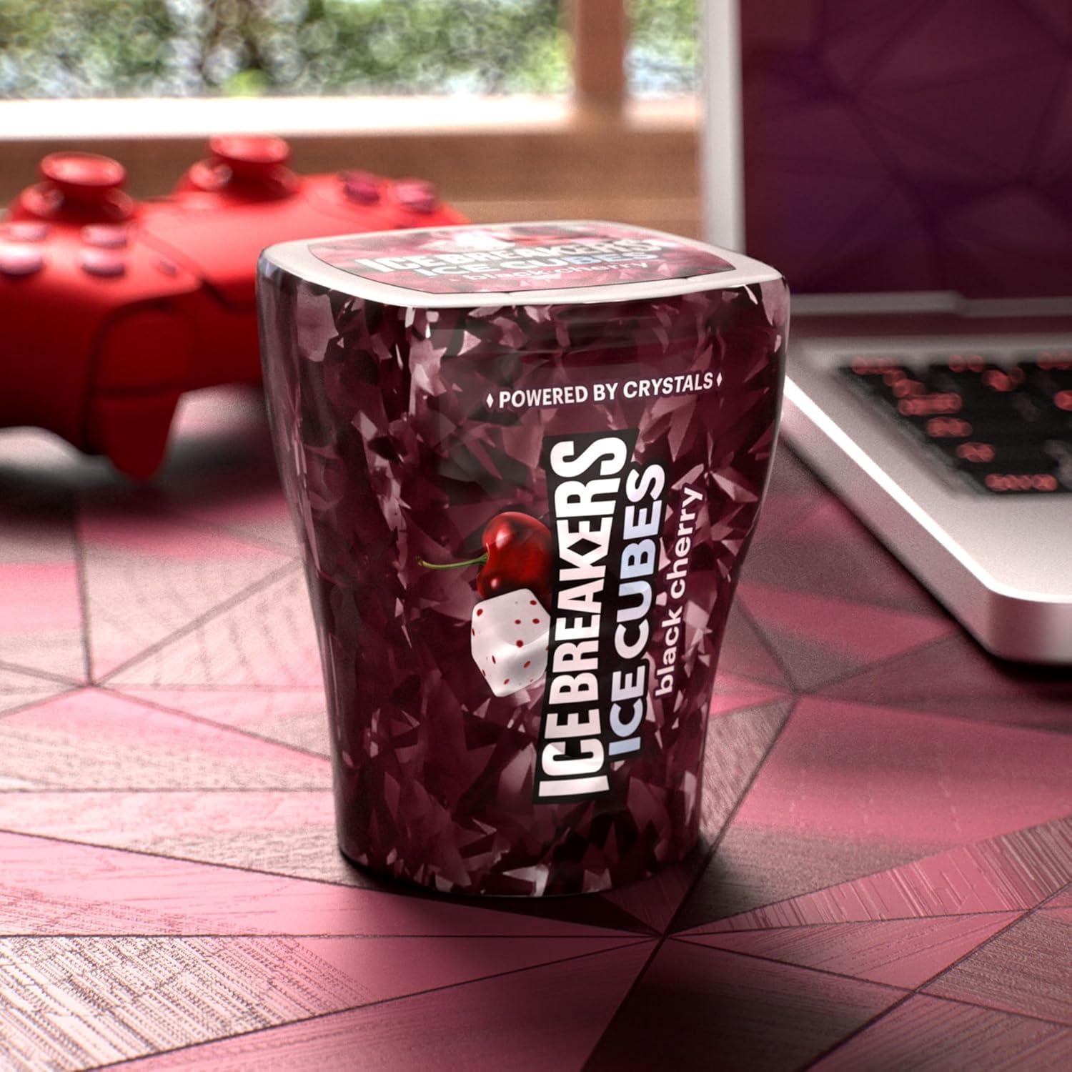 imageICE BREAKERS Ice Cubes Bubble Breeze Flavored Sugar Free Chewing Gum Bottles 324 oz 6 Count 40 PiecesBlack Cherry