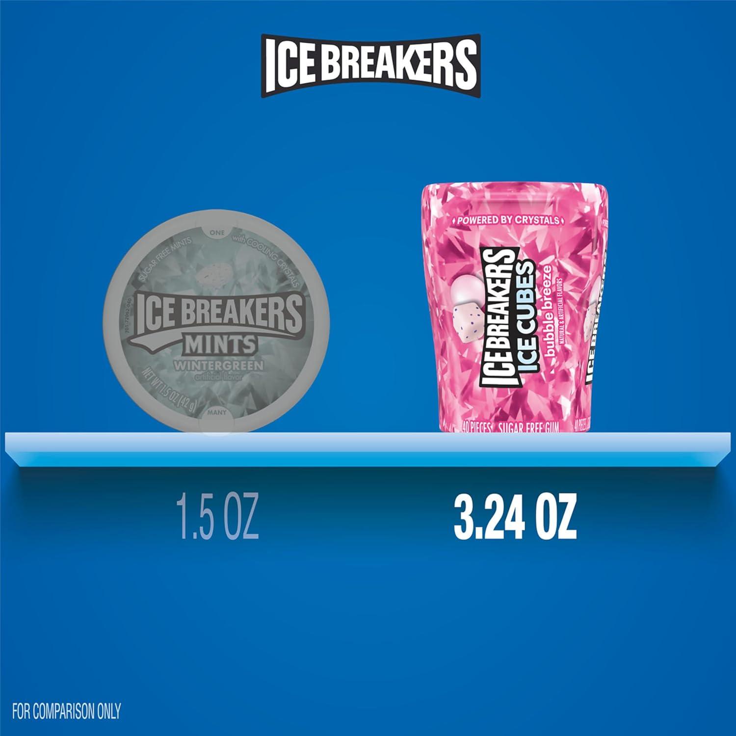 imageICE BREAKERS Ice Cubes Bubble Breeze Flavored Sugar Free Chewing Gum Bottles 324 oz 6 Count 40 PiecesBubble Breeze