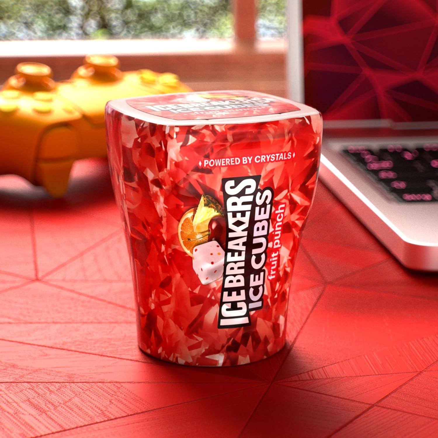 imageICE BREAKERS Ice Cubes Bubble Breeze Flavored Sugar Free Chewing Gum Bottles 324 oz 6 Count 40 PiecesFruit Punch