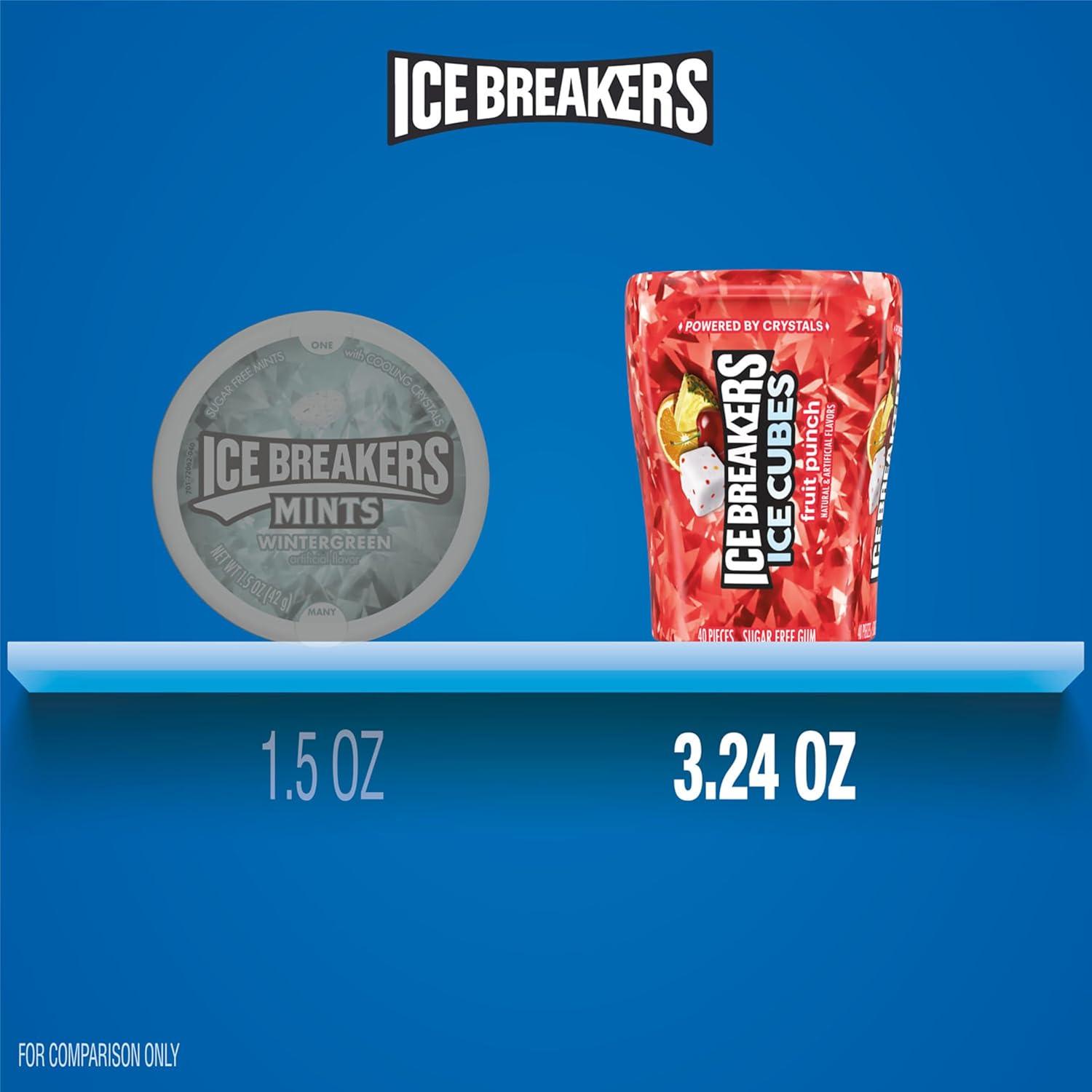 imageICE BREAKERS Ice Cubes Bubble Breeze Flavored Sugar Free Chewing Gum Bottles 324 oz 6 Count 40 PiecesFruit Punch
