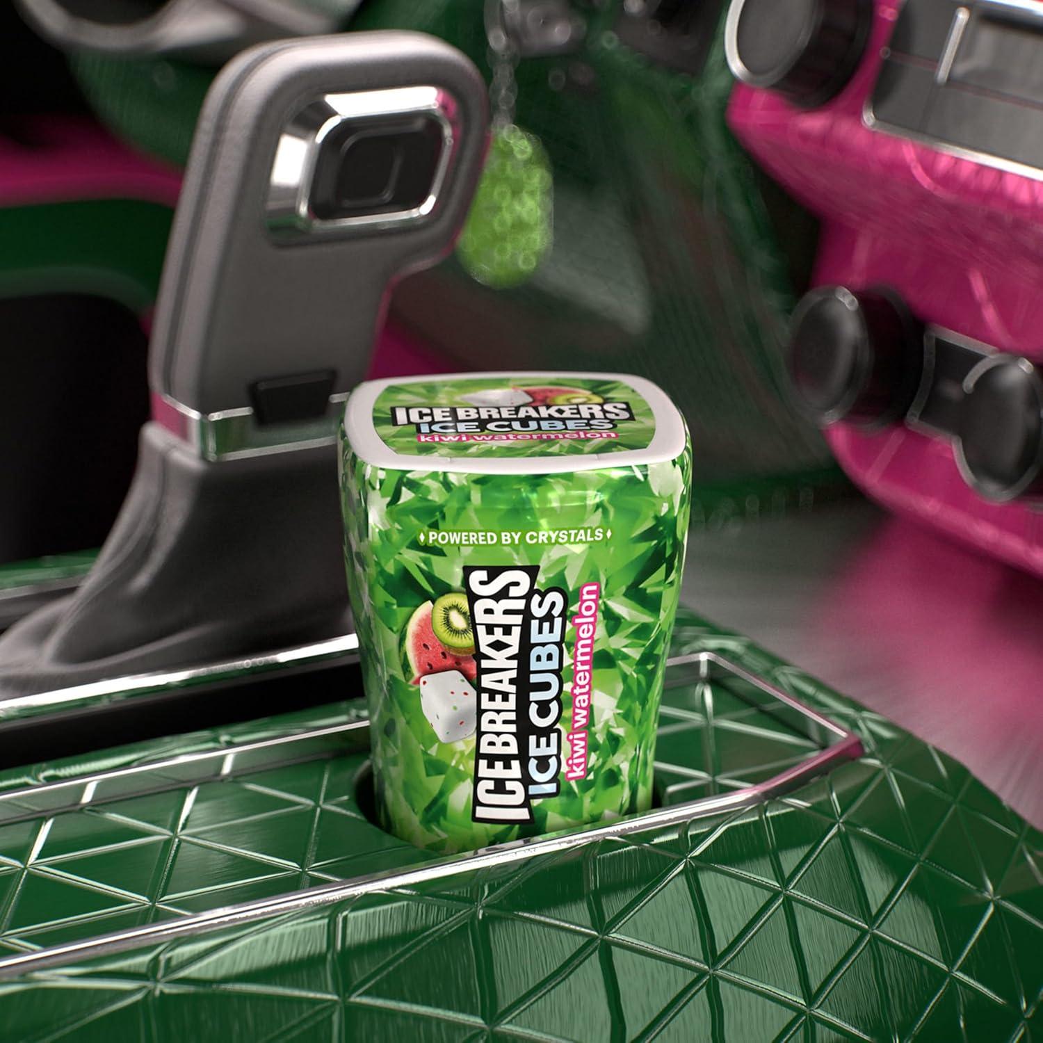 imageICE BREAKERS Ice Cubes Bubble Breeze Flavored Sugar Free Chewing Gum Bottles 324 oz 6 Count 40 PiecesKiwi Watermelon