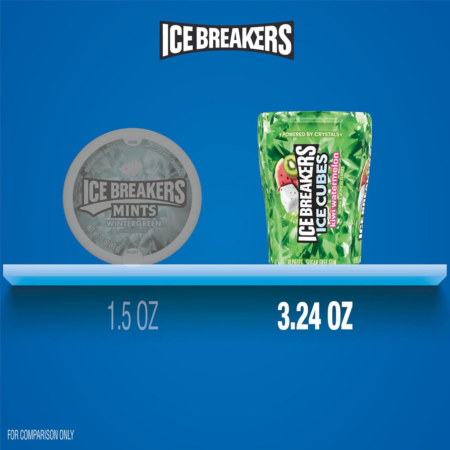 imageICE BREAKERS Ice Cubes Bubble Breeze Flavored Sugar Free Chewing Gum Bottles 324 oz 6 Count 40 PiecesKiwi Watermelon