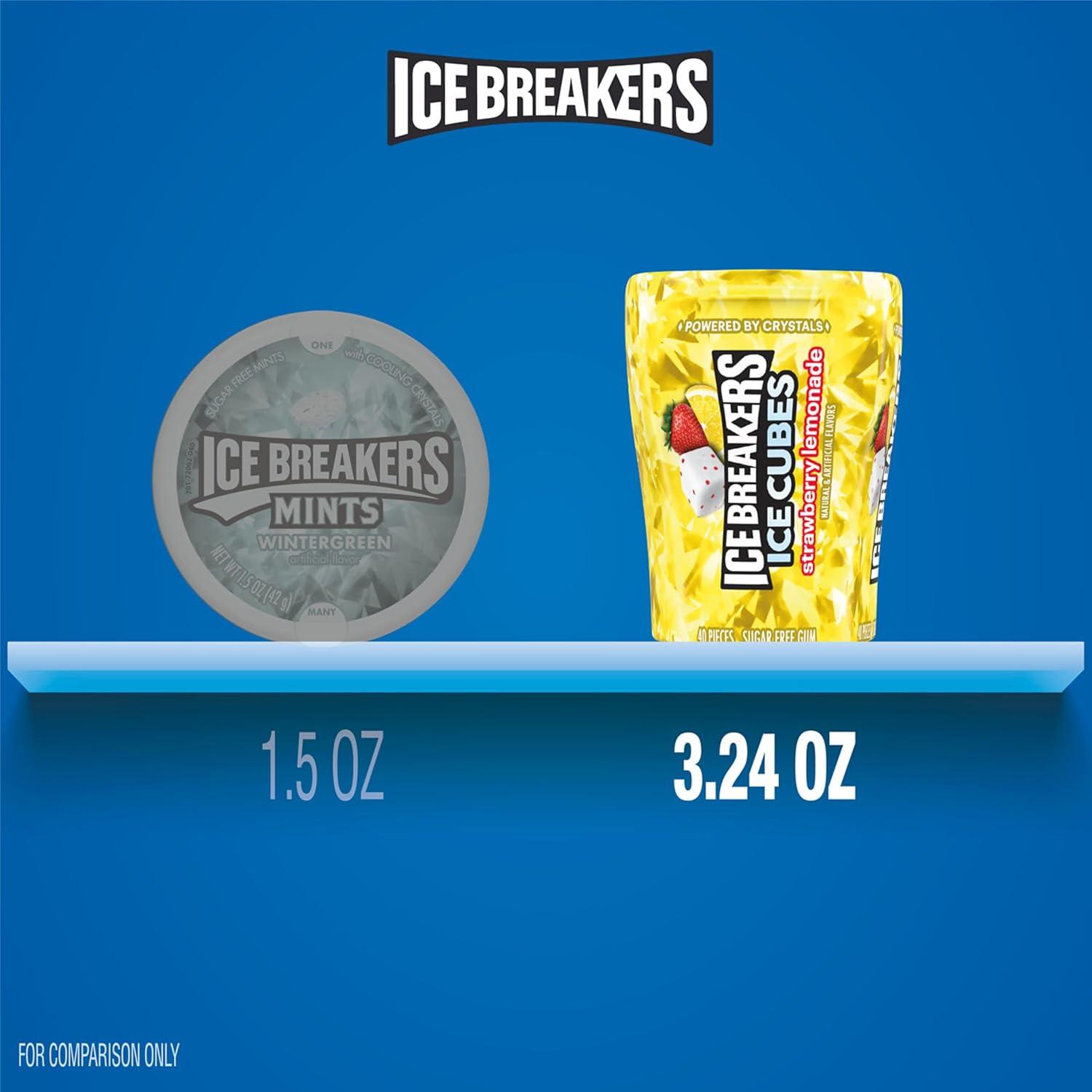 imageICE BREAKERS Ice Cubes Bubble Breeze Flavored Sugar Free Chewing Gum Bottles 324 oz 6 Count 40 PiecesStrawberry Lemonade