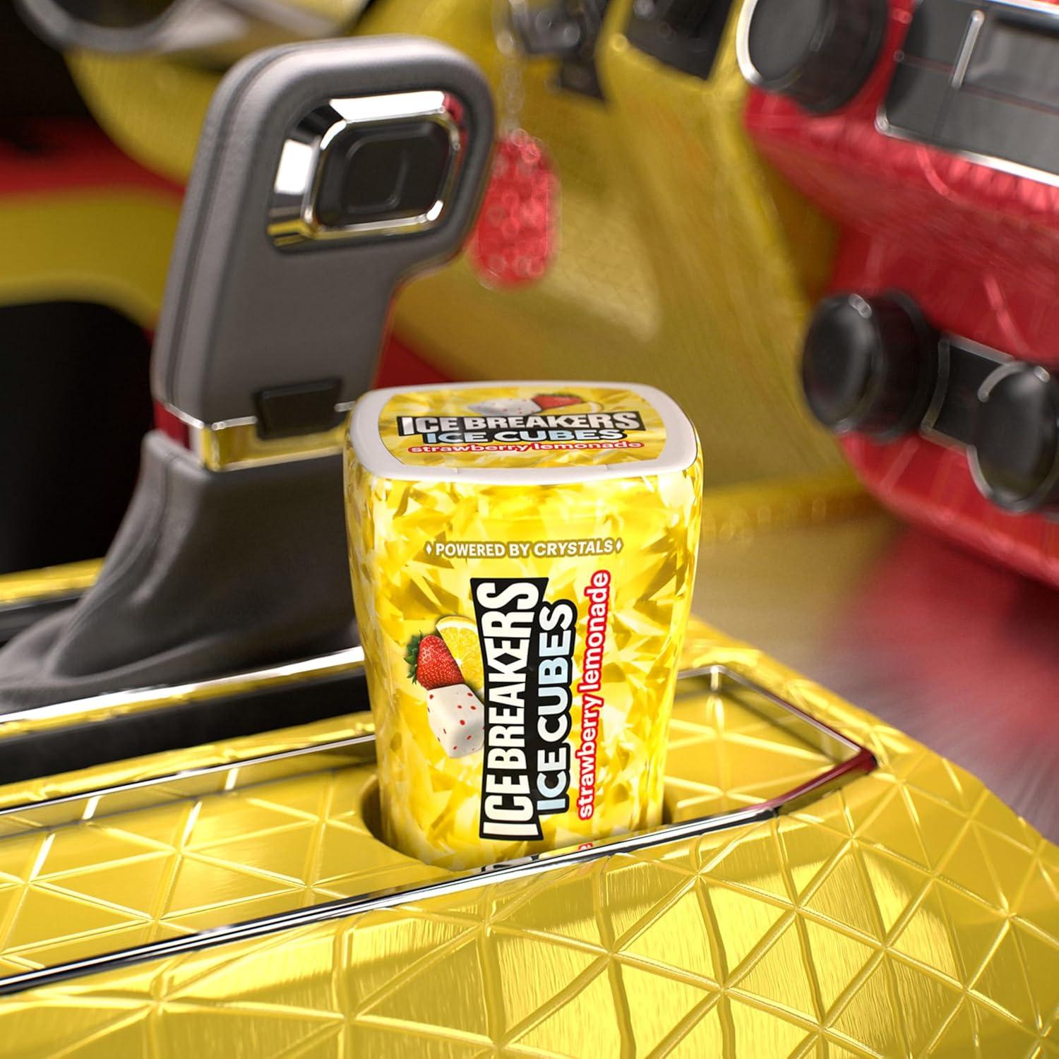 imageICE BREAKERS Ice Cubes Bubble Breeze Flavored Sugar Free Chewing Gum Bottles 324 oz 6 Count 40 PiecesStrawberry Lemonade