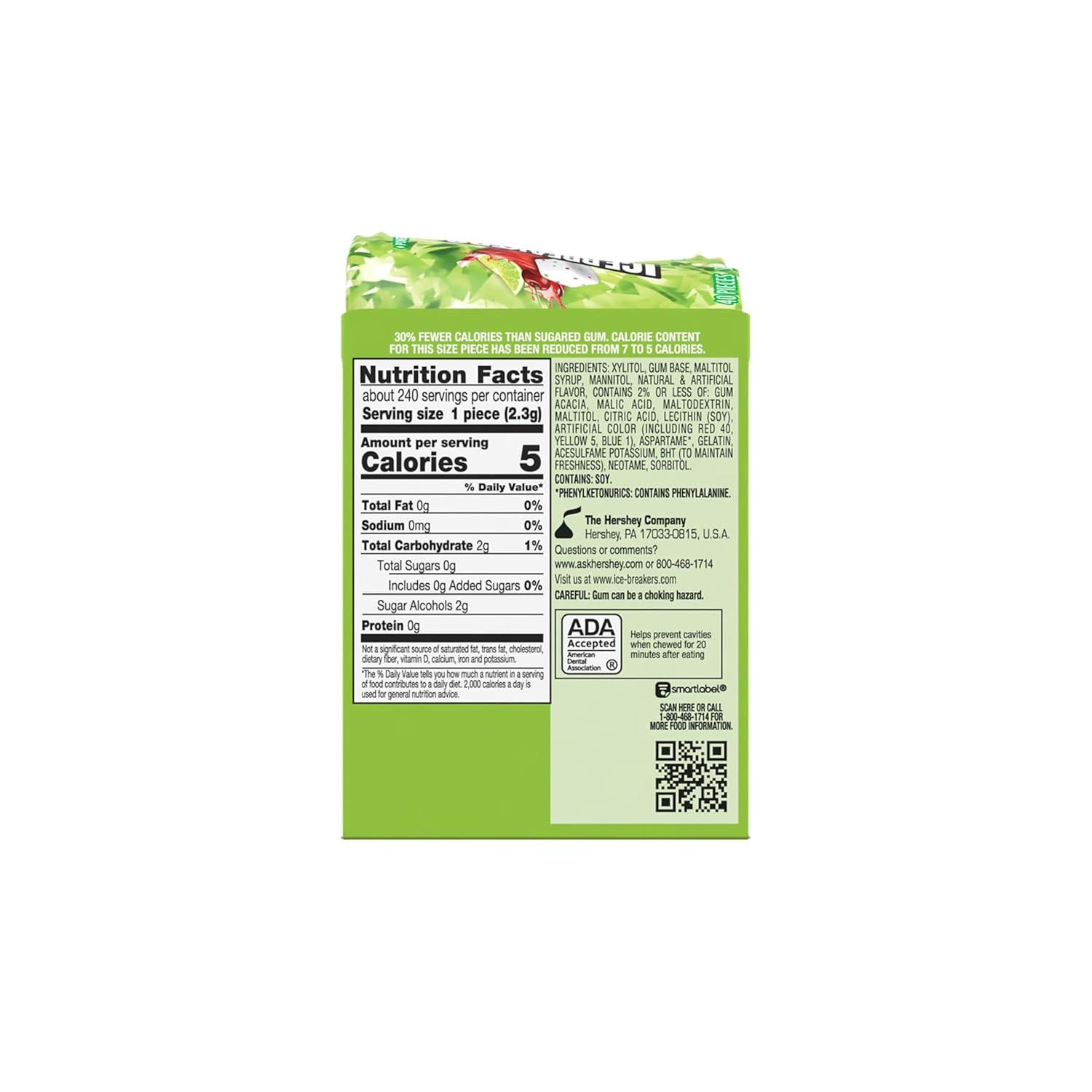 imageICE BREAKERS Ice Cubes Cherry Limeade Sugar Free Chewing Gum Bottles 324 oz 6 Count 40 PiecesCherry Limeade