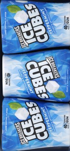 imageICE BREAKERS Ice Cubes Peppermint Sugar Free Chewing Gum Bottles 324 oz 4 Count 40 PiecesPeppermint