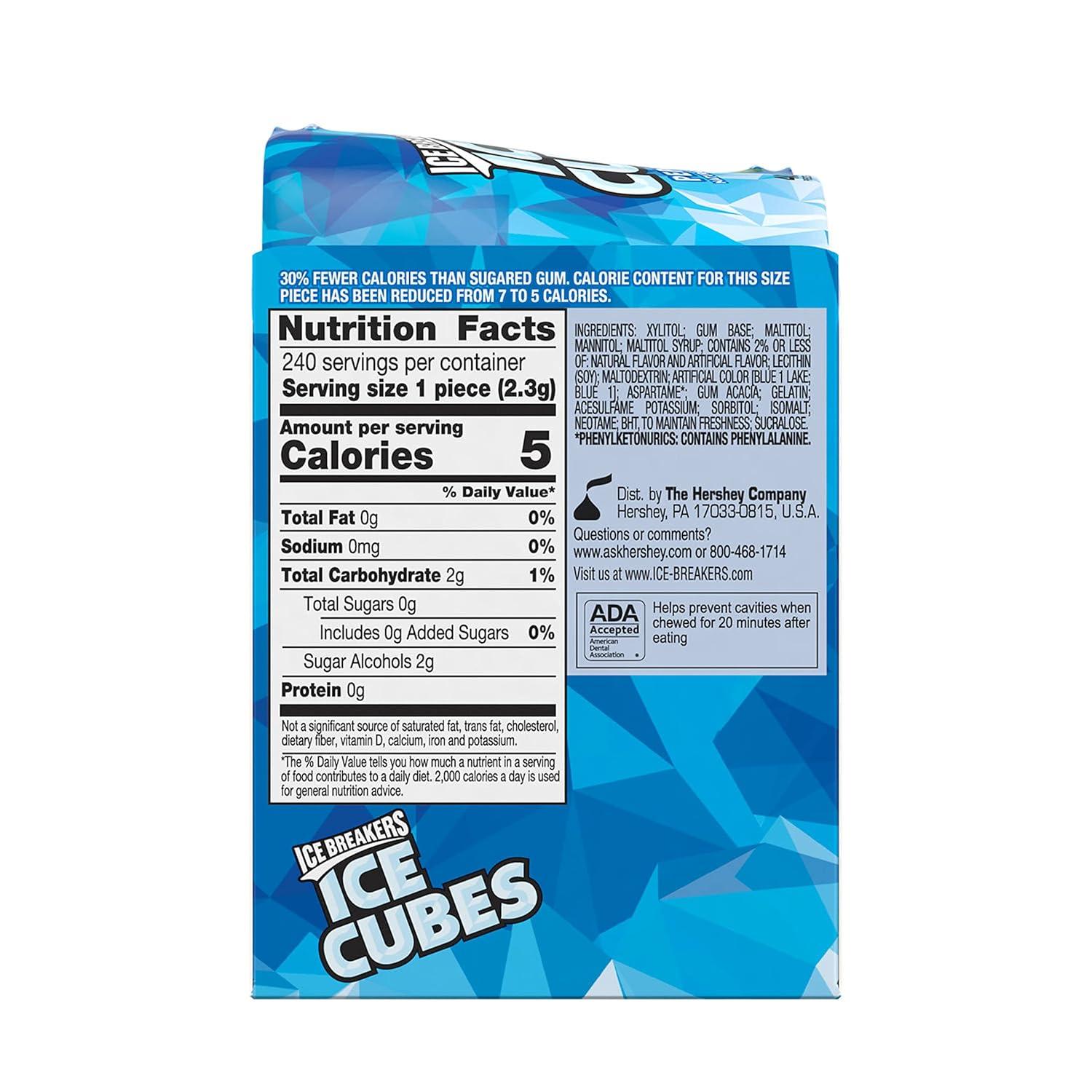 imageICE BREAKERS Ice Cubes Peppermint Sugar Free Chewing Gum Bottles 324 oz 4 Count 40 PiecesPeppermint