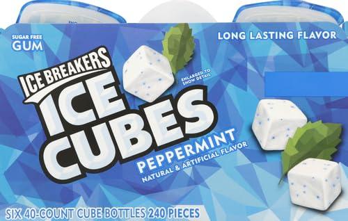 imageICE BREAKERS Ice Cubes Peppermint Sugar Free Chewing Gum Bottles 324 oz 4 Count 40 PiecesPeppermint