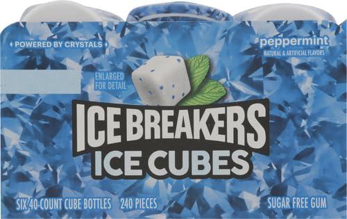 imageICE BREAKERS Ice Cubes Peppermint Sugar Free Chewing Gum Bottles 324 oz 4 Count 40 PiecesPeppermint