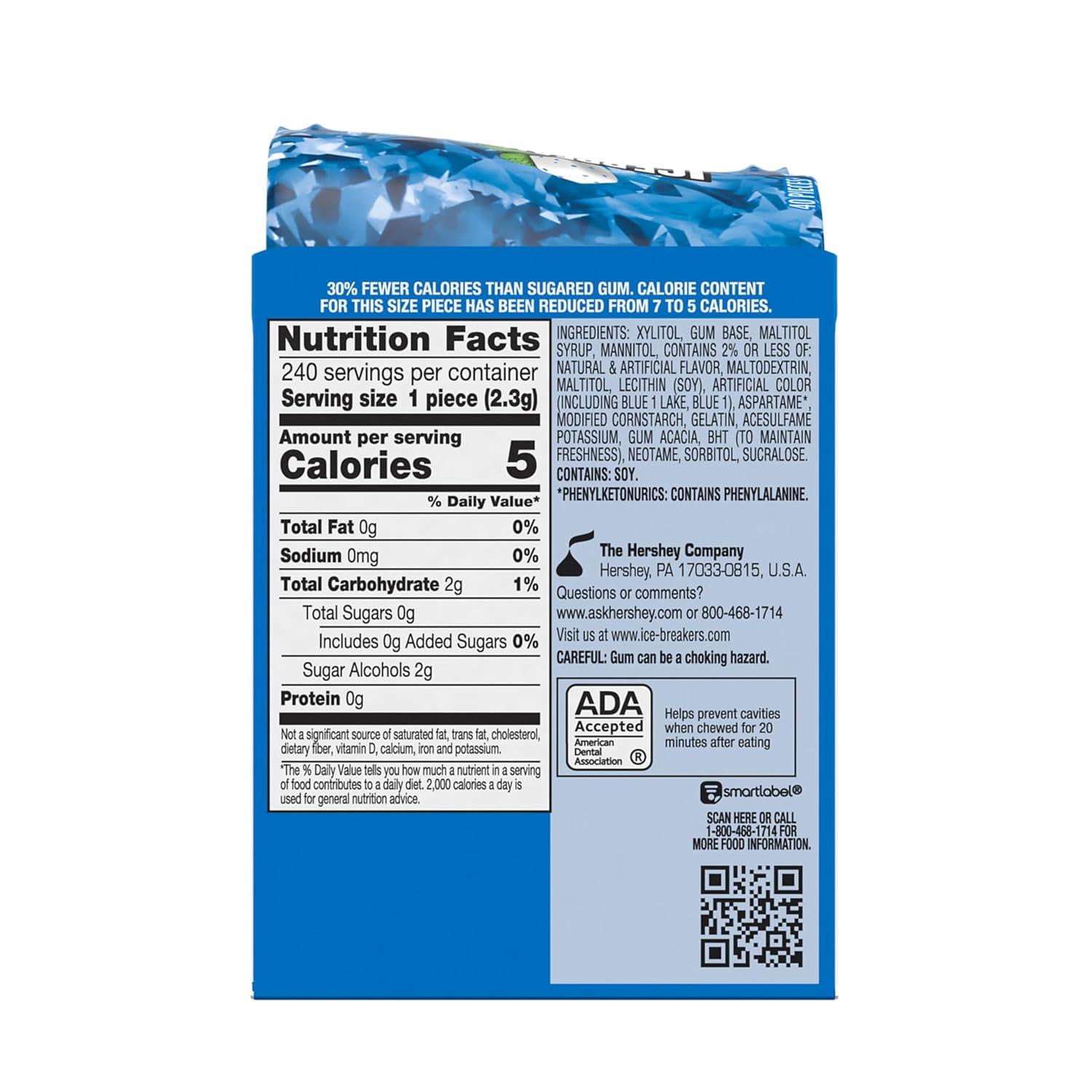 imageICE BREAKERS Ice Cubes Peppermint Sugar Free Chewing Gum Bottles 324 oz 4 Count 40 PiecesPeppermint