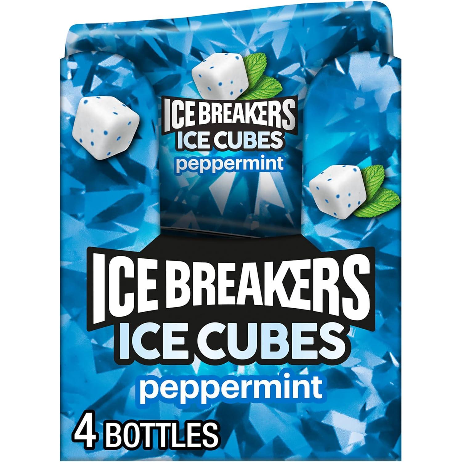 imageICE BREAKERS Ice Cubes Peppermint Sugar Free Chewing Gum Bottles 324 oz 4 Count 40 PiecesPeppermint