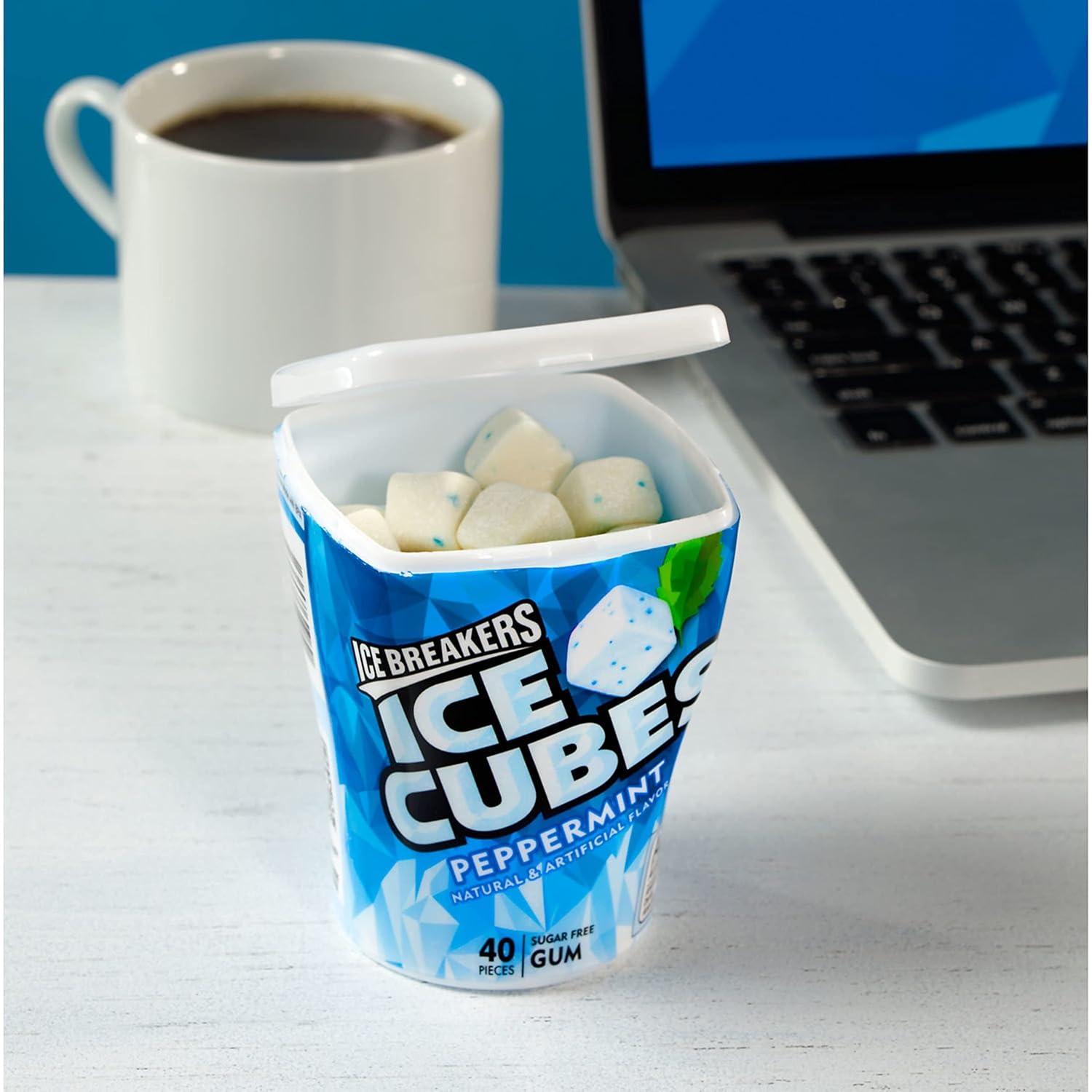 imageICE BREAKERS Ice Cubes Peppermint Sugar Free Chewing Gum Bottles 324 oz 4 Count 40 PiecesPeppermint