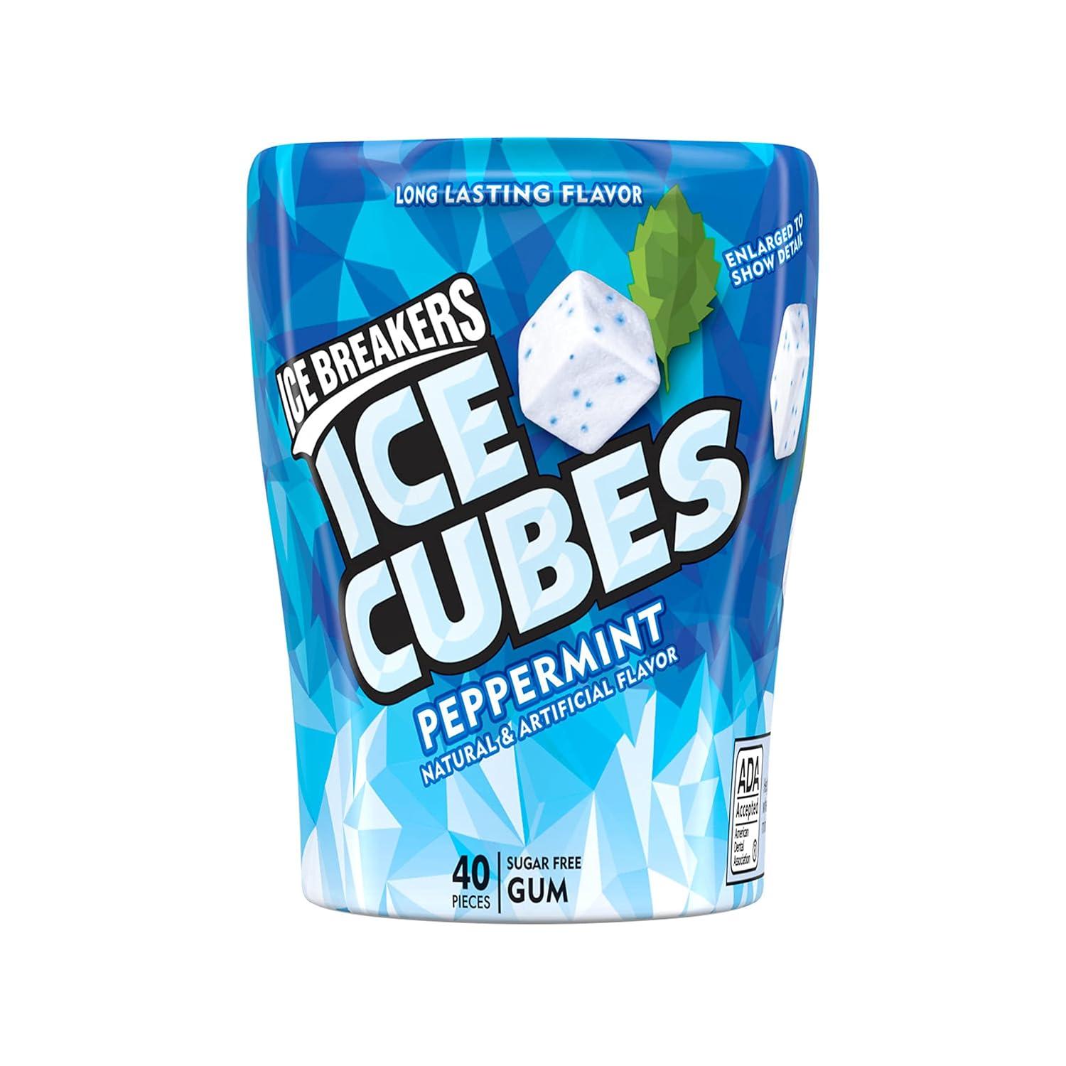 imageICE BREAKERS Ice Cubes Peppermint Sugar Free Chewing Gum Bottles 324 oz 4 Count 40 PiecesPeppermint