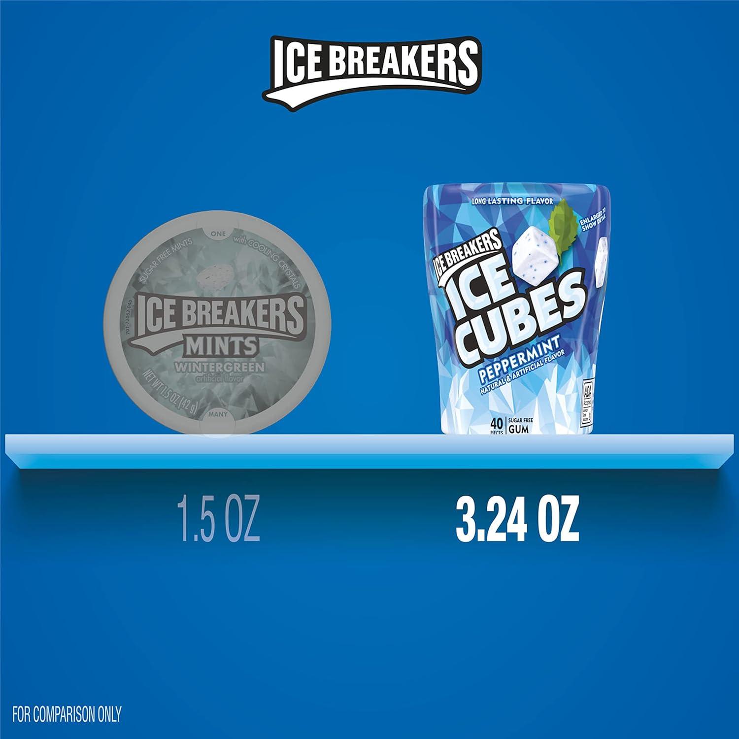 imageICE BREAKERS Ice Cubes Peppermint Sugar Free Chewing Gum Bottles 324 oz 4 Count 40 PiecesPeppermint