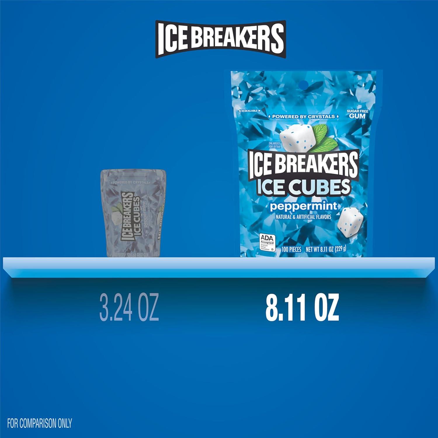 imageICE BREAKERS Ice Cubes Peppermint Sugar Free Chewing Gum Pouch 811 oz 100 PiecesPeppermint