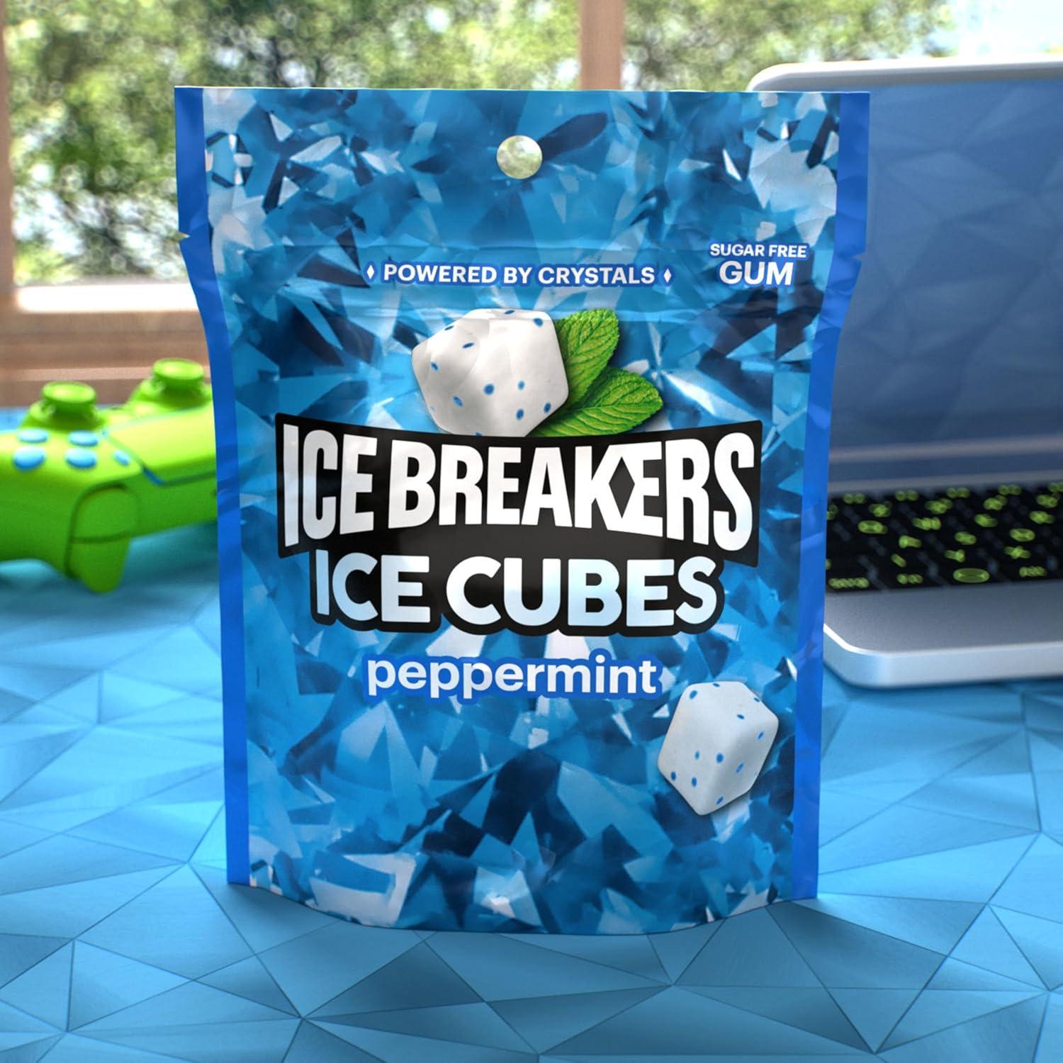 imageICE BREAKERS Ice Cubes Peppermint Sugar Free Chewing Gum Pouch 811 oz 100 PiecesPeppermint