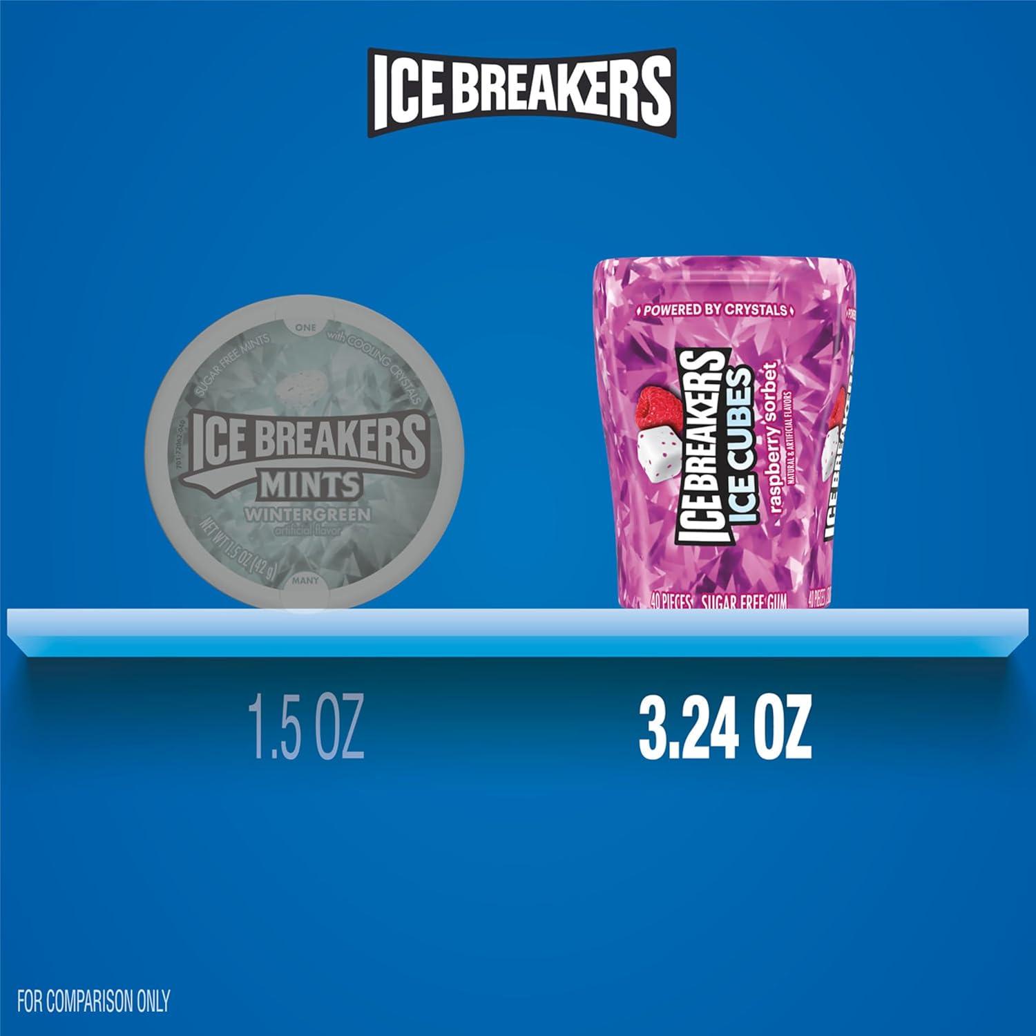 imageICE BREAKERS Ice Cubes Raspberry Sorbet Flavored Sugar Free Chewing Gum Bottles 324 oz 6 Count 40 PiecesRaspberry Sorbet