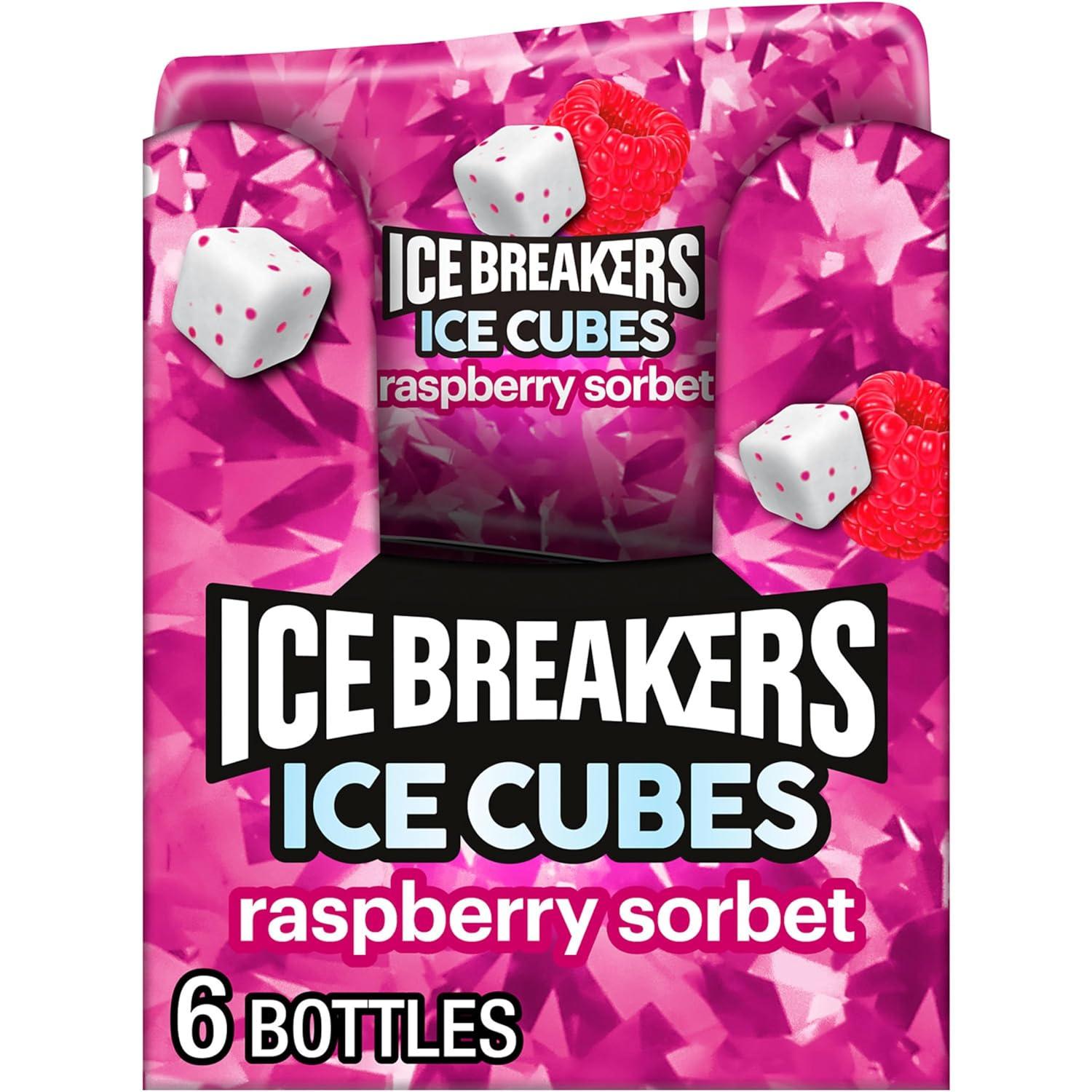 imageICE BREAKERS Ice Cubes Raspberry Sorbet Flavored Sugar Free Chewing Gum Bottles 324 oz 6 Count 40 PiecesRaspberry Sorbet