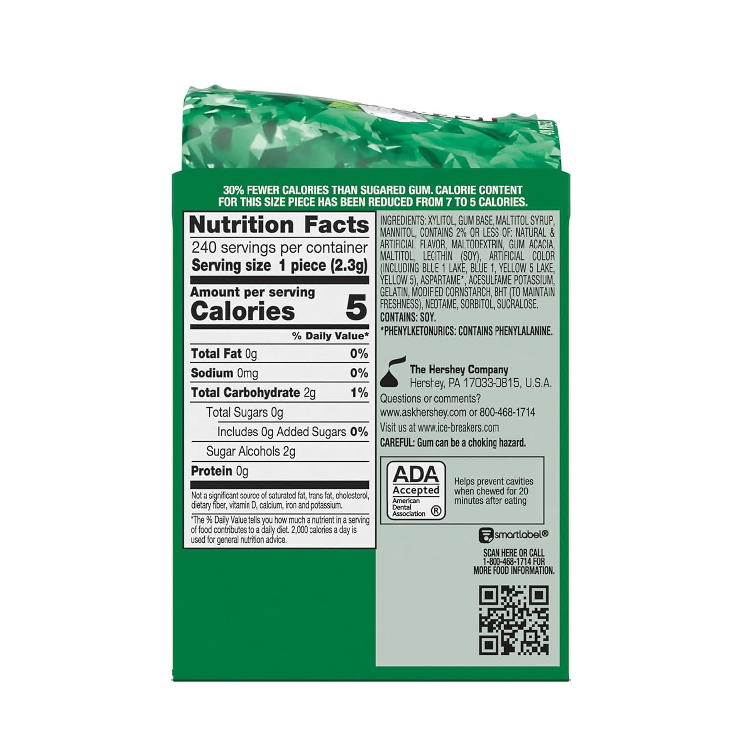 imageICE BREAKERS Ice Cubes Spearmint Sugar Free Chewing Gum Pouch 811 oz 100 PiecesSpearmint