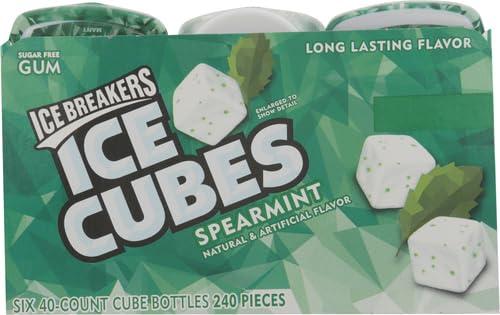 imageICE BREAKERS Ice Cubes Spearmint Sugar Free Chewing Gum Pouch 811 oz 100 PiecesSpearmint
