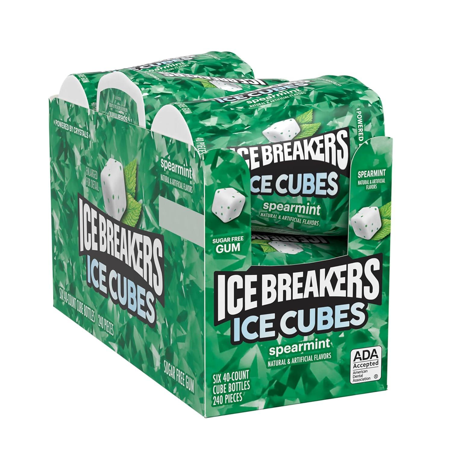 imageICE BREAKERS Ice Cubes Spearmint Sugar Free Chewing Gum Pouch 811 oz 100 PiecesSpearmint