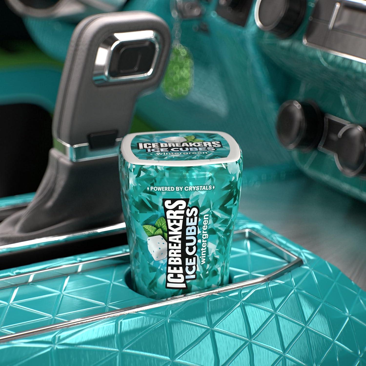 imageICE BREAKERS Ice Cubes Wintergreen Flavored Sugar Free Chewing Gum Bottles 324 oz 6 Count 40 Pieces