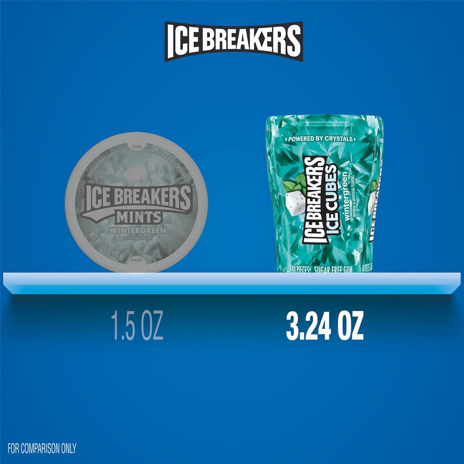 imageICE BREAKERS Ice Cubes Wintergreen Flavored Sugar Free Chewing Gum Bottles 324 oz 6 Count 40 Pieces