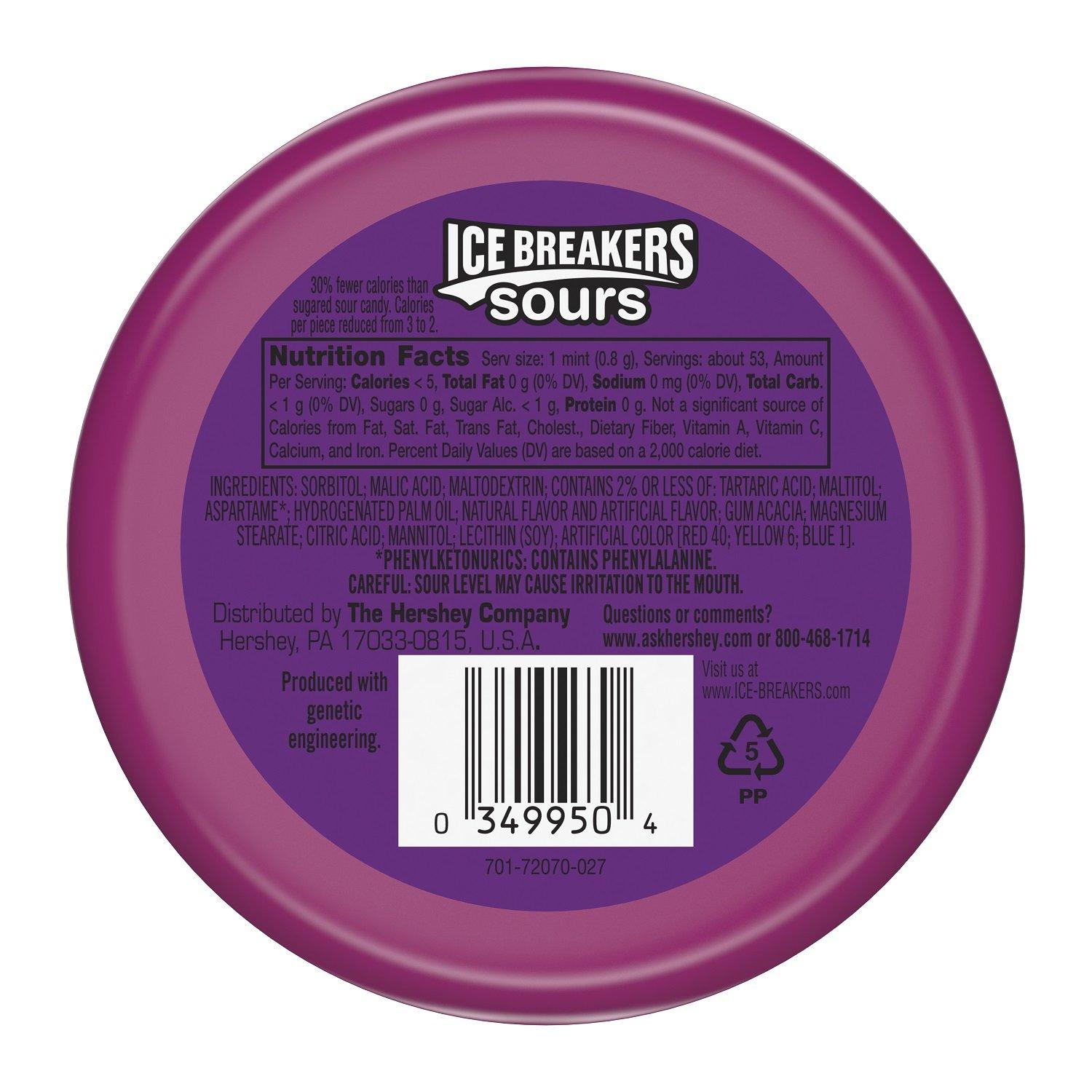 imageICE BREAKERS Sours Assorted Fruit Flavored Sugar Free Mints Tins 15 oz 8 CountSours  Duo