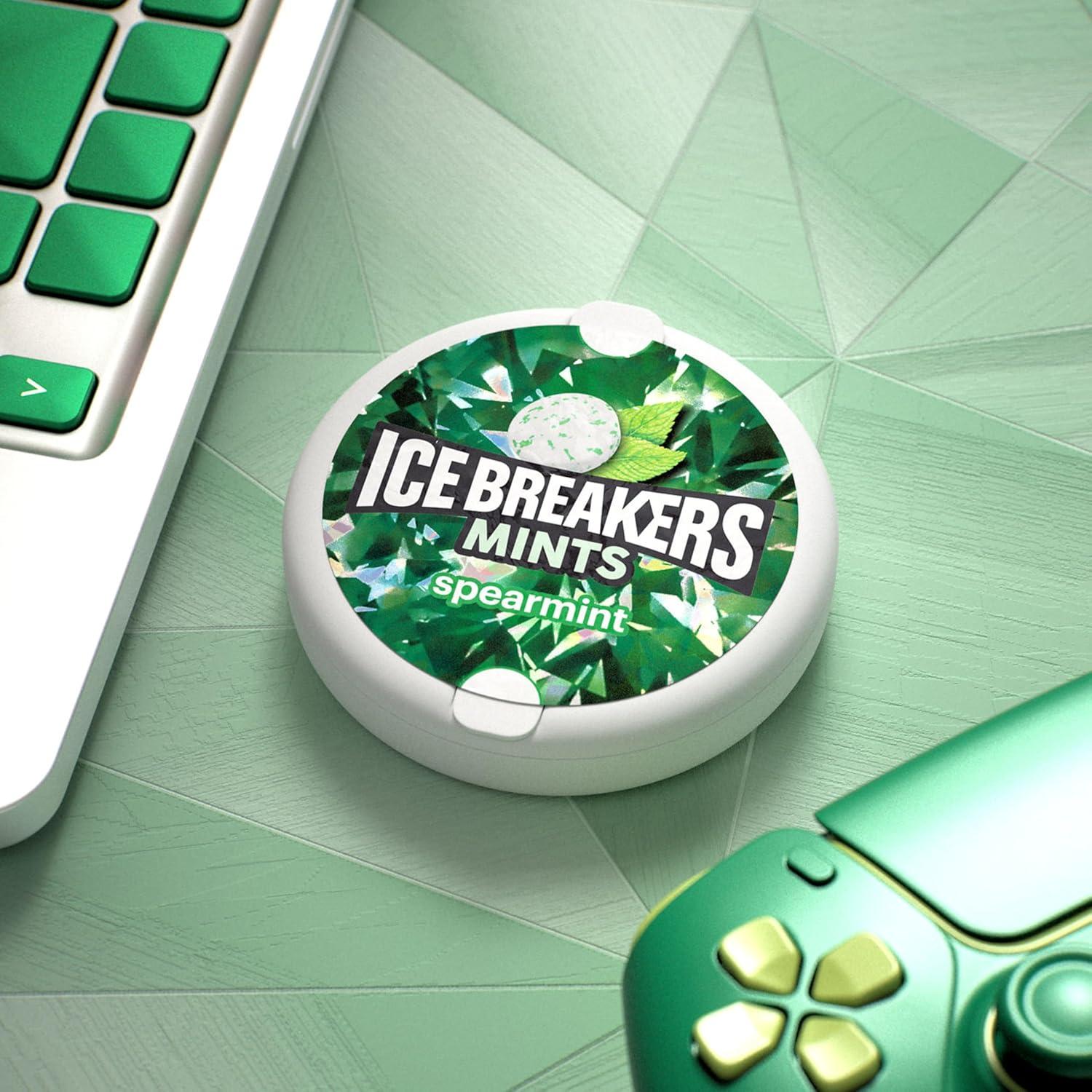 imageICE BREAKERS Spearmint Sugar Free Mints Tins 15 oz 8 Count