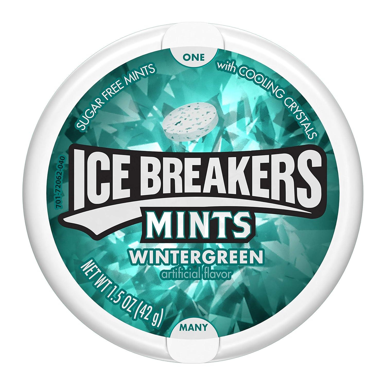 imageICE BREAKERS Wintergreen Sugar Free Mints Tins 15 oz 8 CountStrawberry  Wintergreen