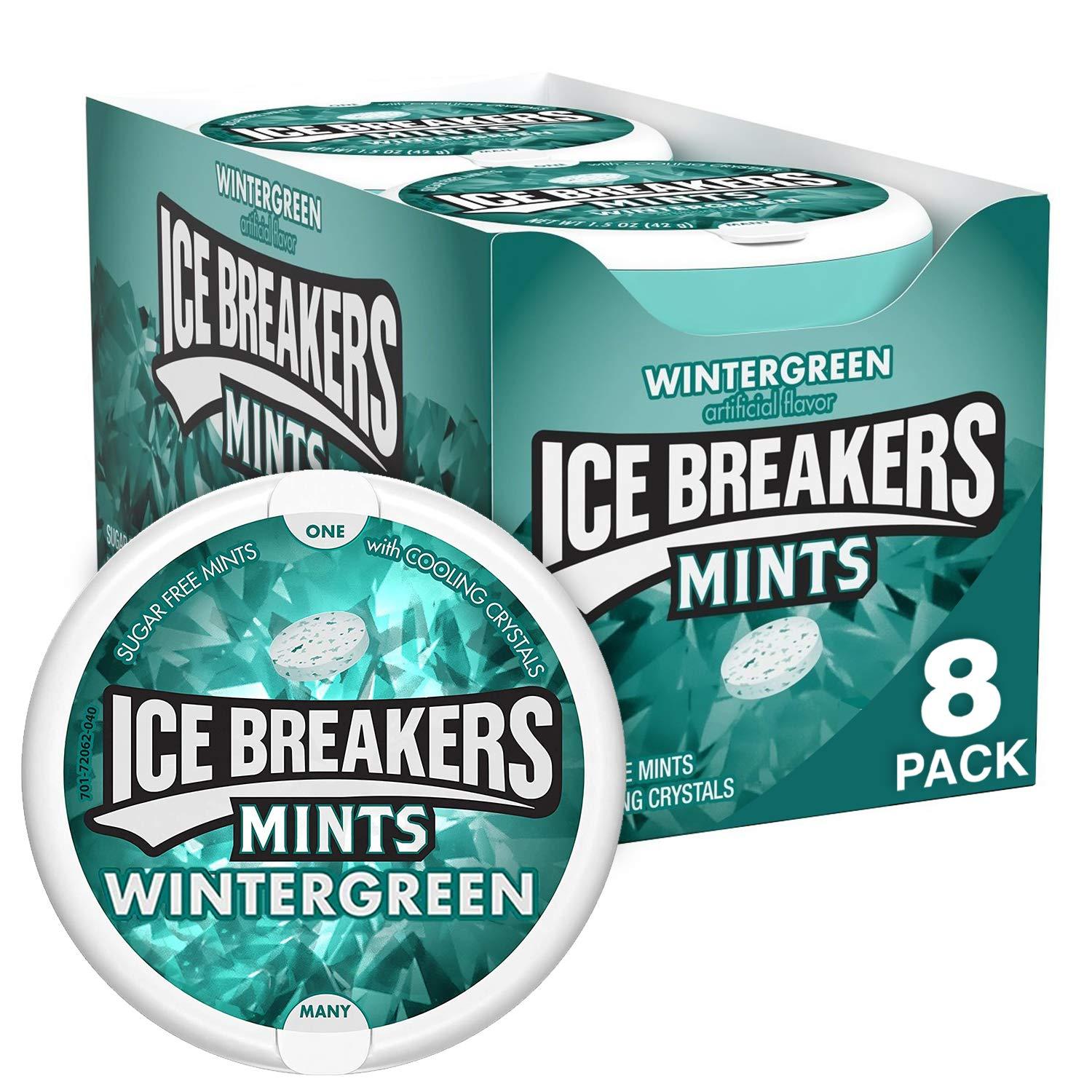 imageICE BREAKERS Wintergreen Sugar Free Mints Tins 15 oz 8 CountStrawberry  Wintergreen