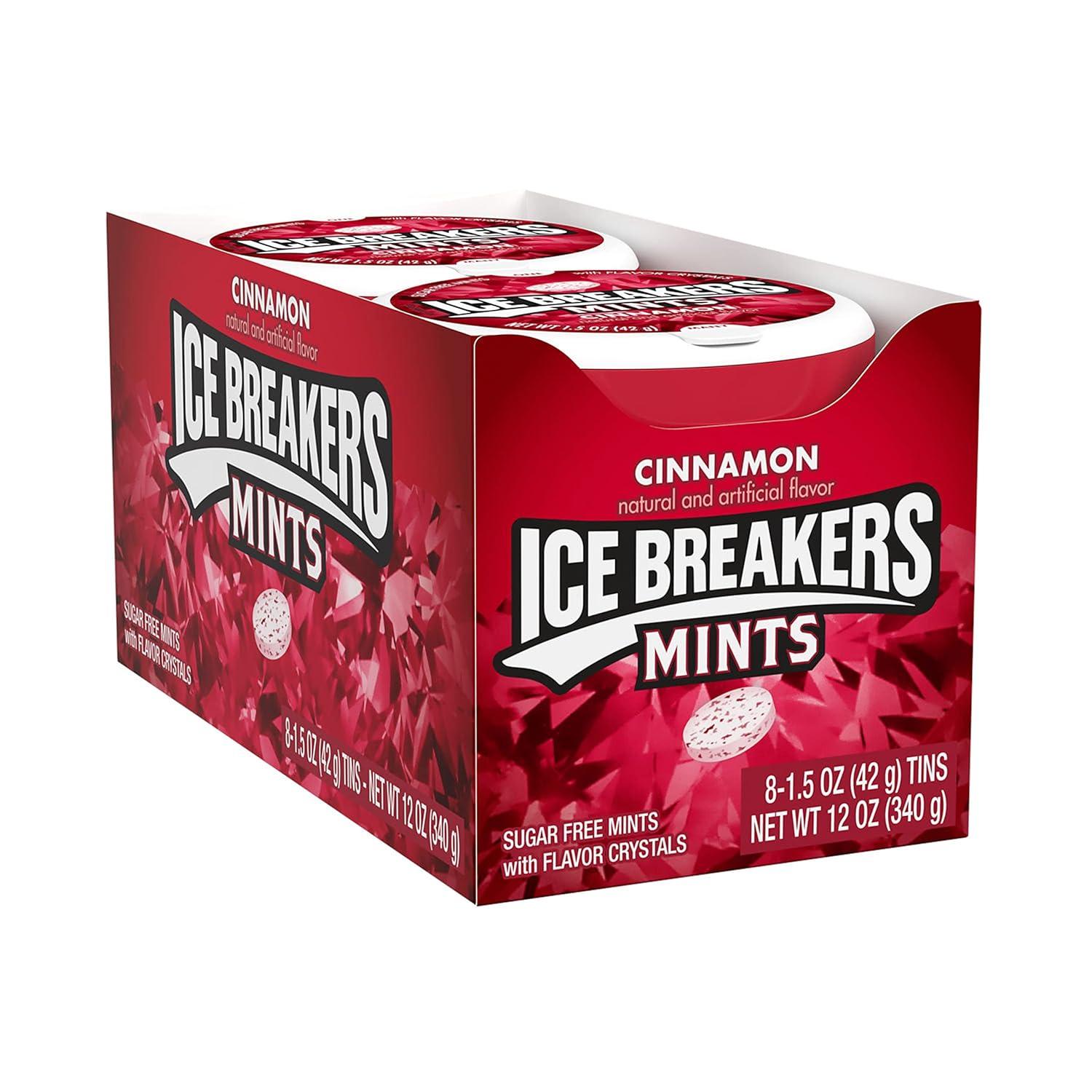 imageIce Breakers Cinnamon Sugar Free Mints Tins 15 oz 8 Count