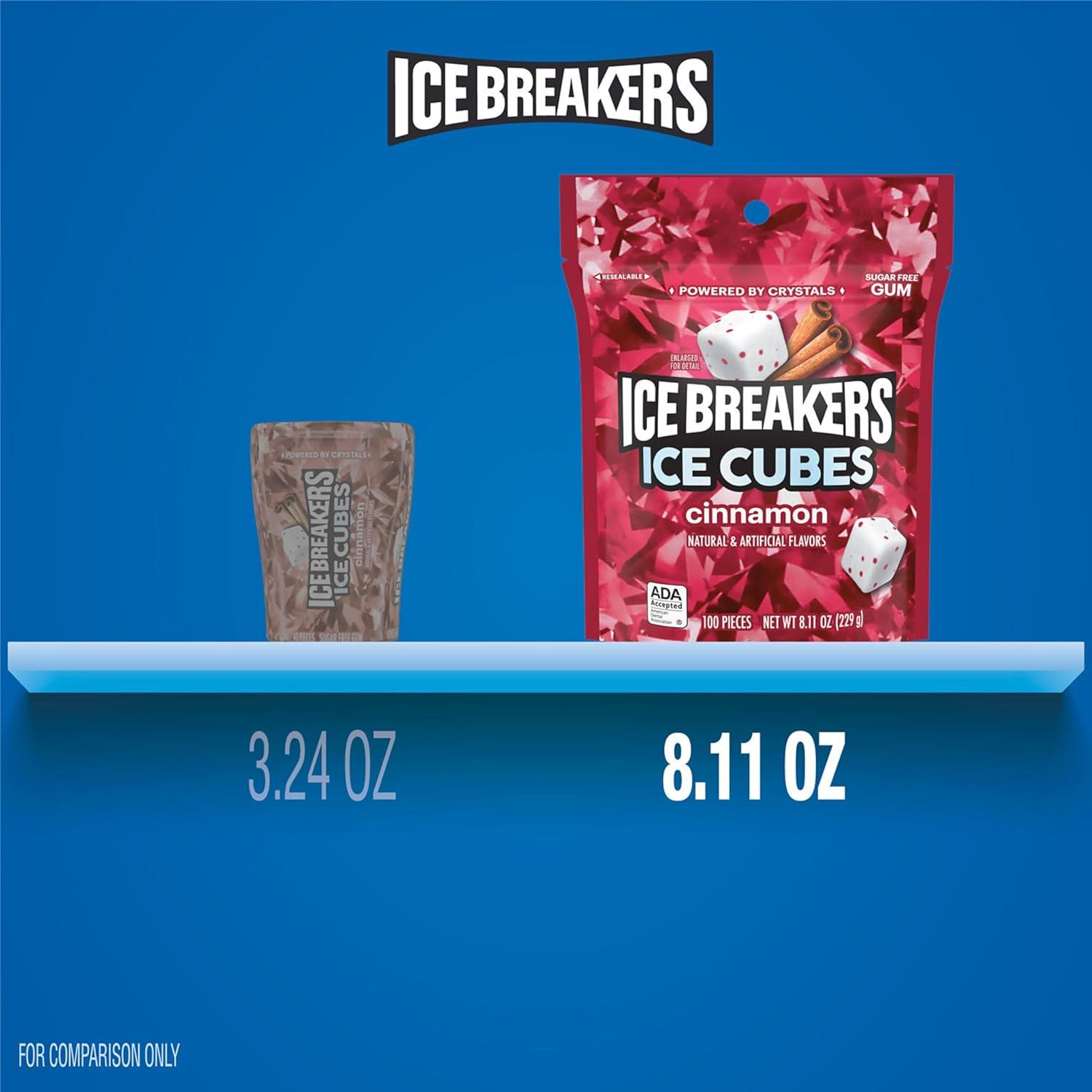 imageIce Breakers Ice Cubes Cinnamon Sugar Free Chewing Gum Pouch 811 oz 100 PiecesCinnamon