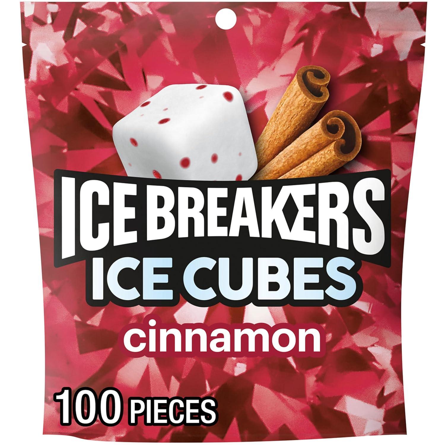 imageIce Breakers Ice Cubes Cinnamon Sugar Free Chewing Gum Pouch 811 oz 100 PiecesCinnamon