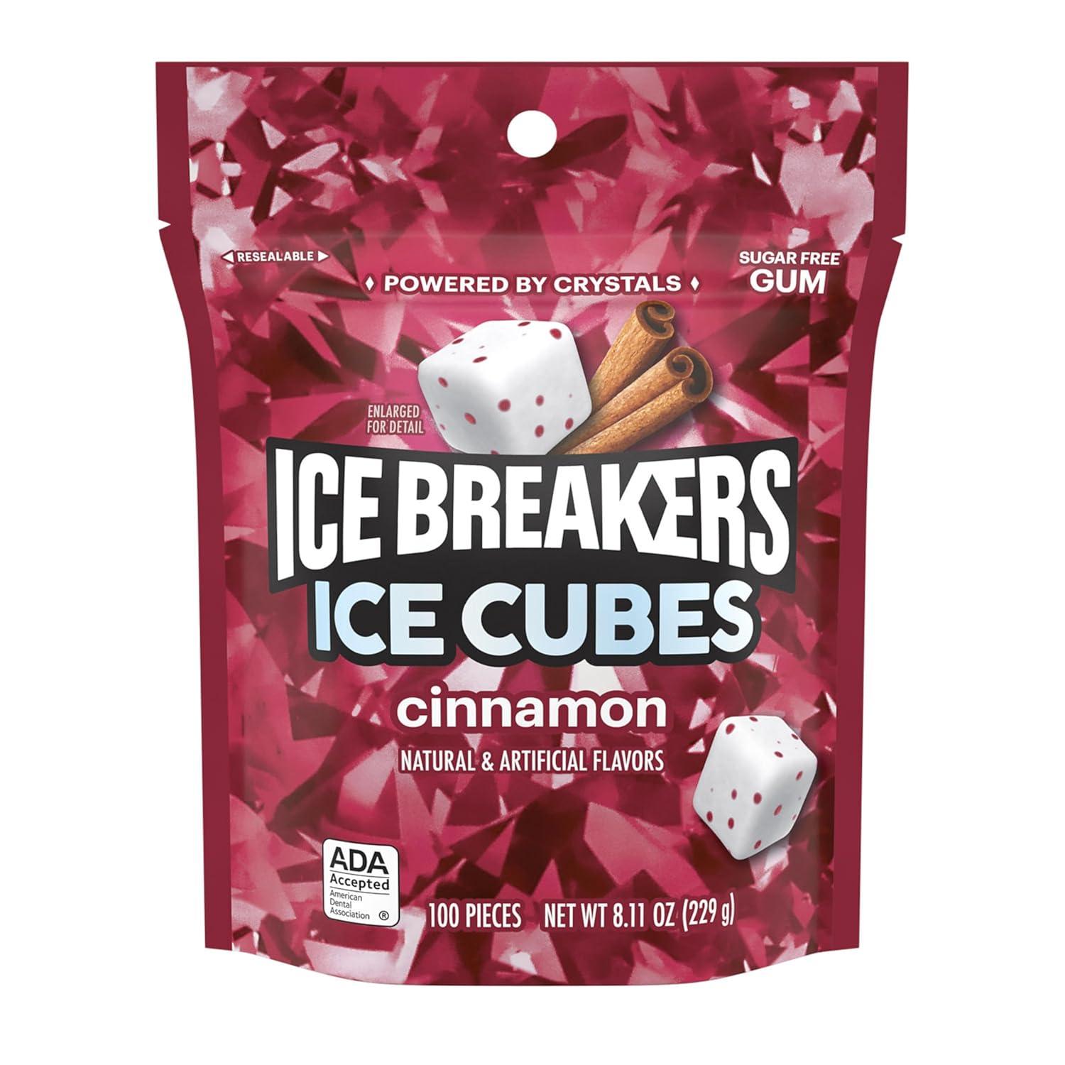 imageIce Breakers Ice Cubes Cinnamon Sugar Free Chewing Gum Pouch 811 oz 100 PiecesCinnamon