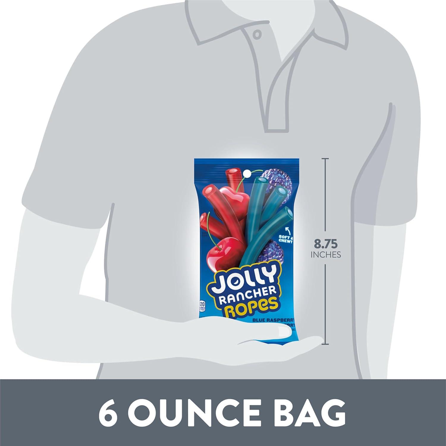 imageJOLLY RANCHER Ropes Blue Raspberry and Cherry Flavored Candy Bag 6 oz6 Ounce Pack of 1