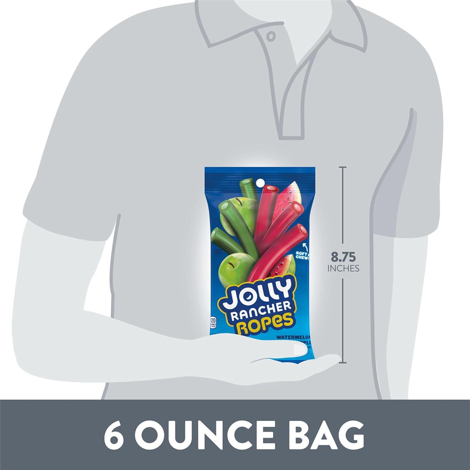 imageJOLLY RANCHER Ropes Watermelon and Green Apple Flavored Candy Bag 6 oz6 Ounce Pack of 4