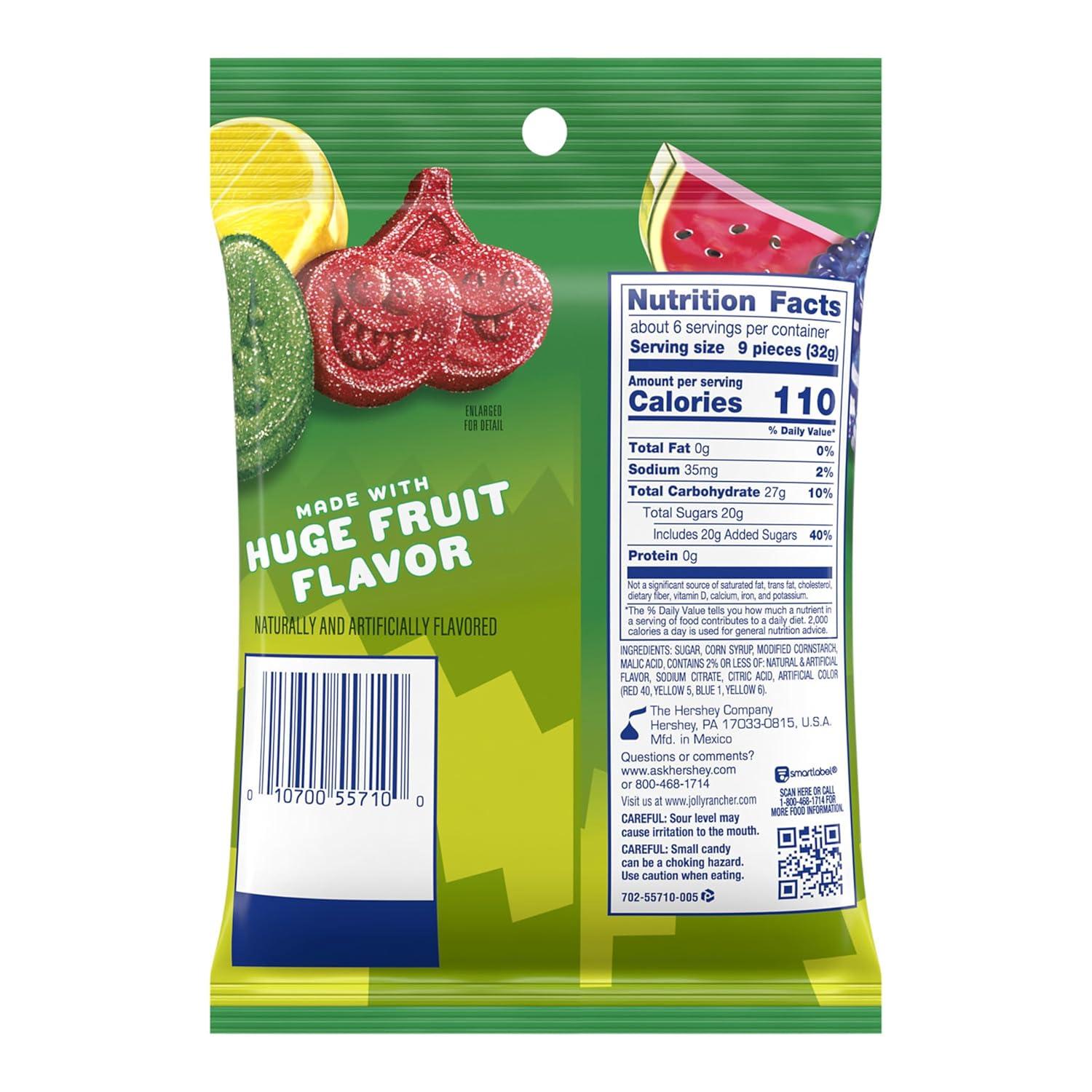 imageJOLLY RANCHER Sour Gummies Assorted Fruit Flavored Candy Bag 65 ozSours