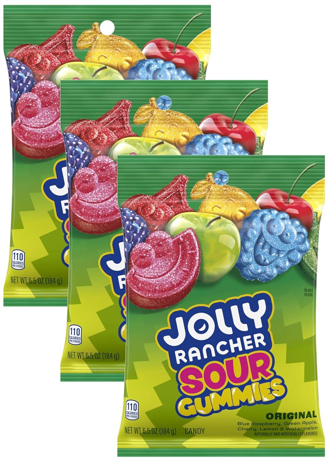 imageJOLLY RANCHER Sour Gummies Assorted Fruit Flavored Candy Bag 65 ozSours