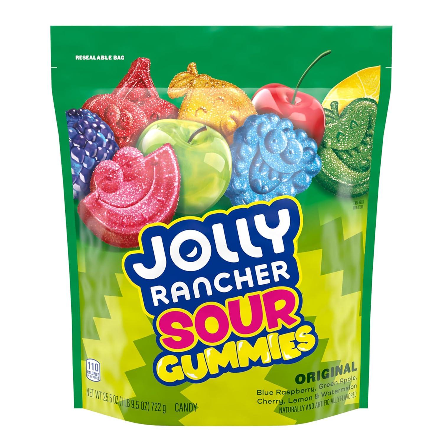 imageJOLLY RANCHER Sour Gummies Assorted Fruit Flavored Candy Bag 65 ozSours