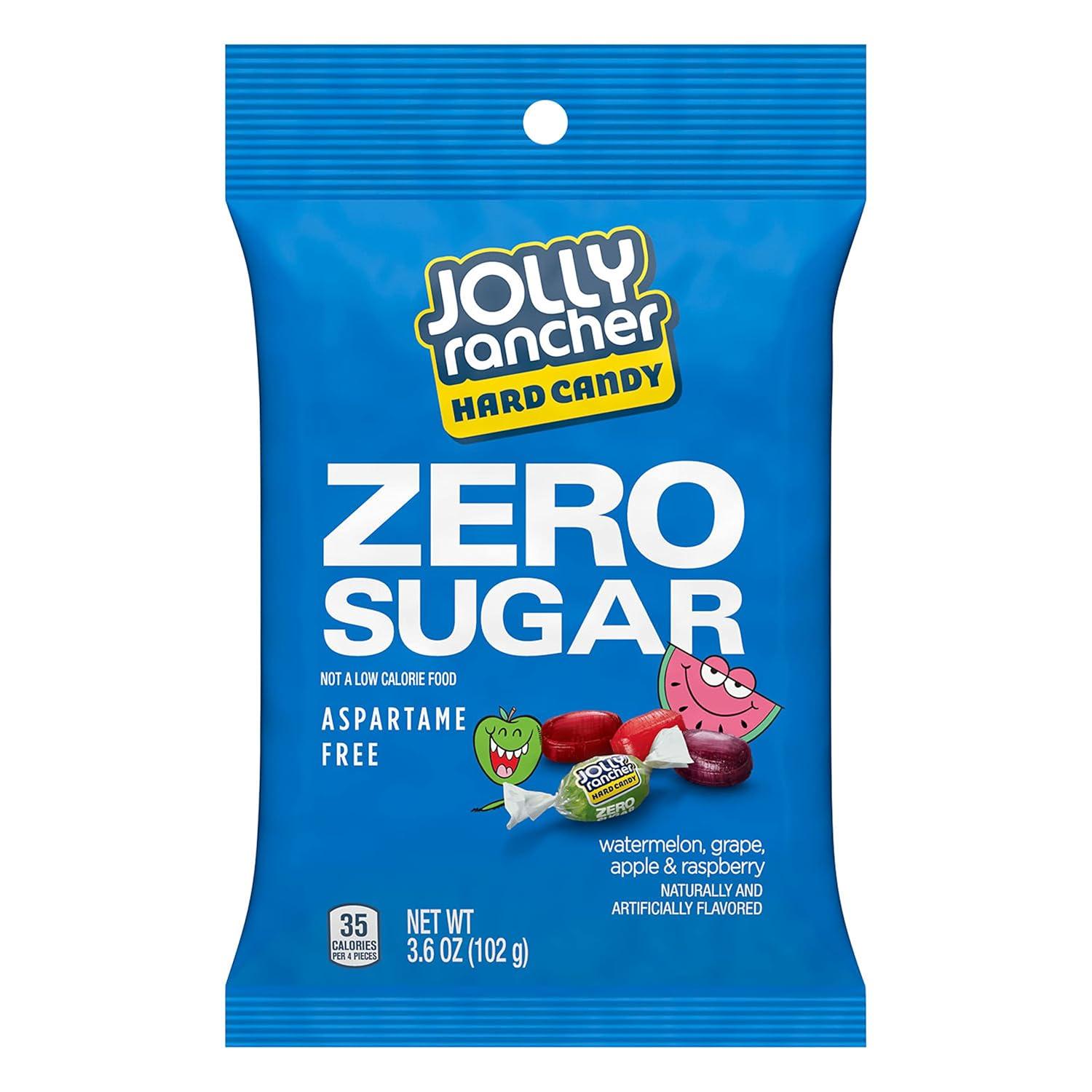 imageJOLLY RANCHER Zero Sugar Assorted Fruit Flavored Hard Candy Bag 36 oz Pack of 12Assorted Fruit Flavored