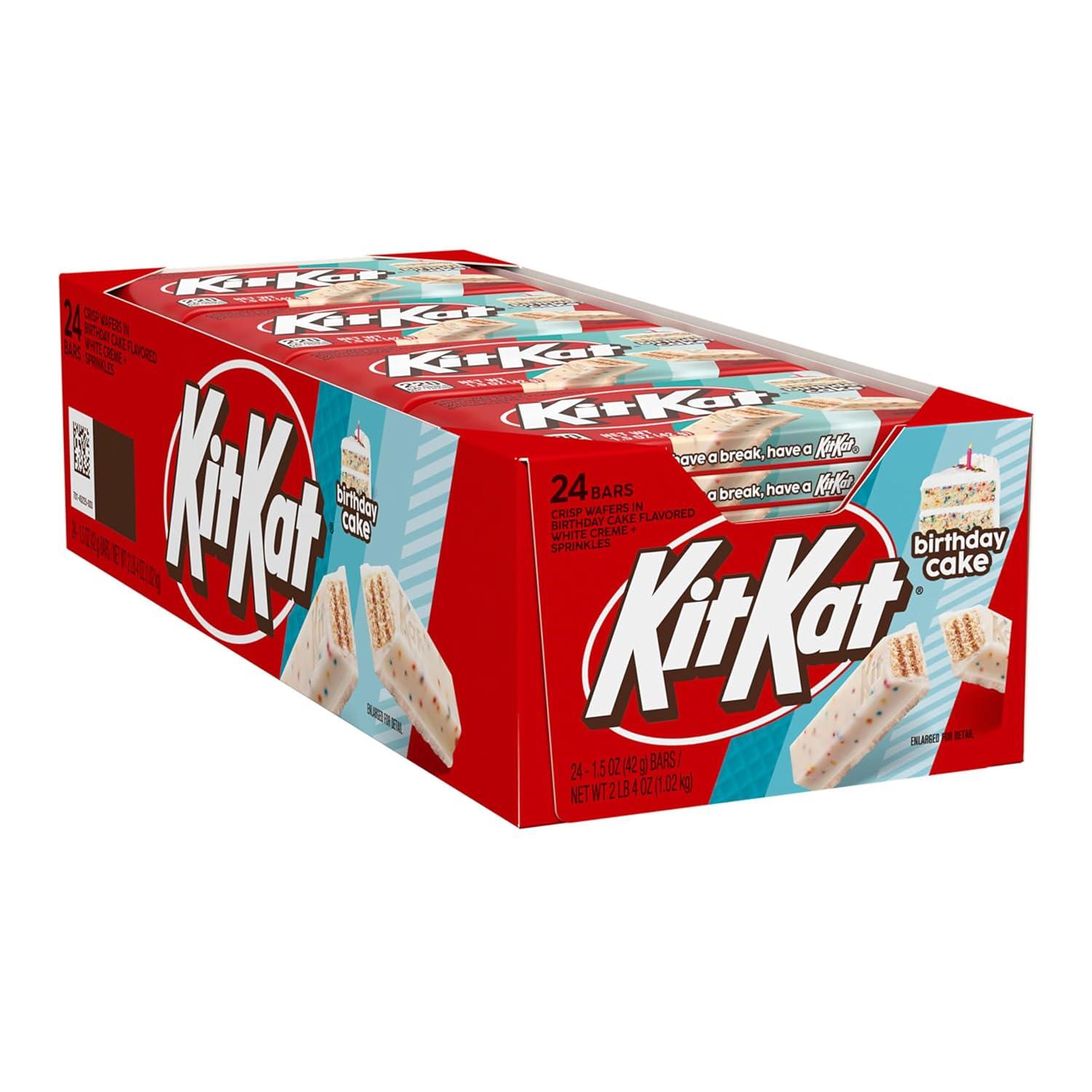 imageKIT KAT Birthday Cake Flavored Creme with Sprinkles Bulk Individually Wrapped Wafer Candy Bars 15 oz 24 Count