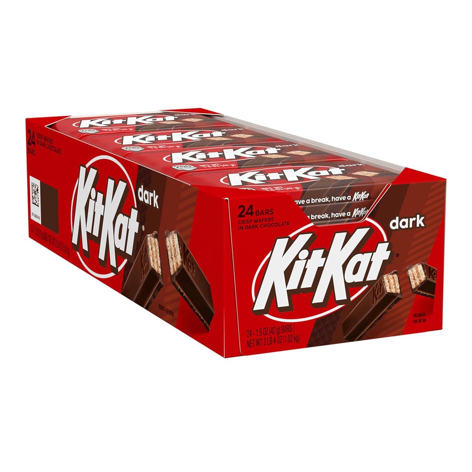 imageKIT KAT Dark Chocolate Wafer Candy Bars 15 oz 24 Count