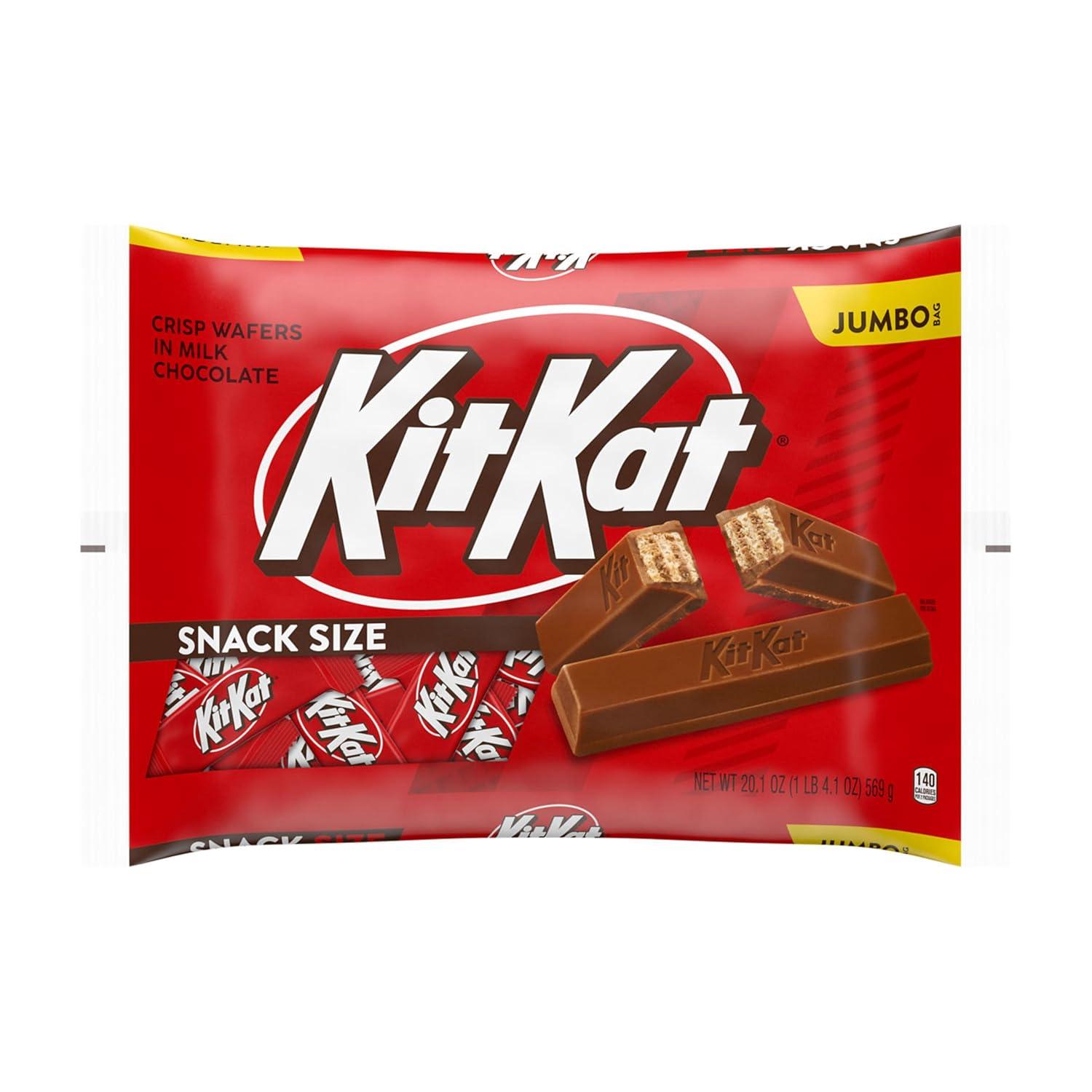 imageKIT KAT Milk Chocolate Wafer Snack Size Candy Jumbo Bag 201 ozMilk Chocolate Wafer