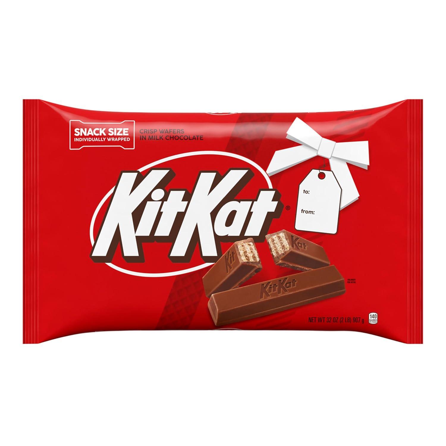 imageKIT KAT Milk Chocolate Wafer Snack Size Christmas Candy Bag 32 oz32 Ounce Pack of 1
